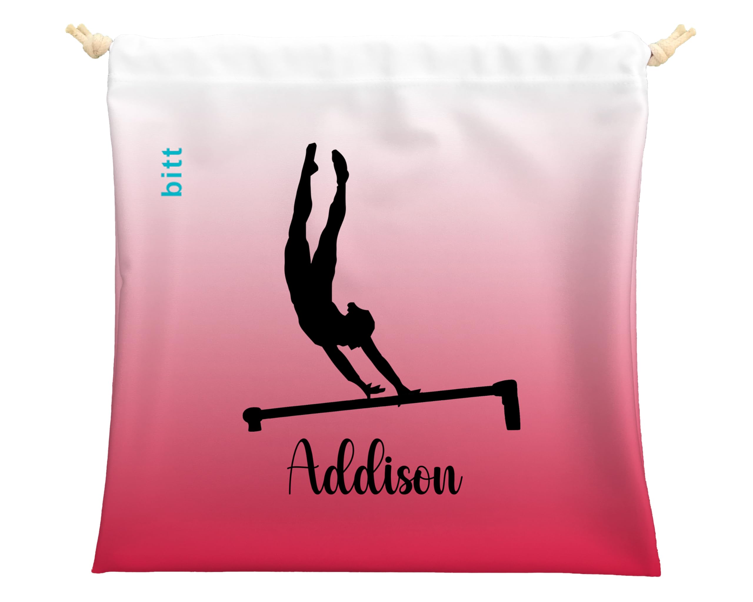 Custom Gymnastics Grip Bag with Gymnast Silhouette - Ombre Color Drawstring Backpack with Crystal Embellishment Option | Perfect for Gymnastics Practice, Competitions & Sports Gear Storage