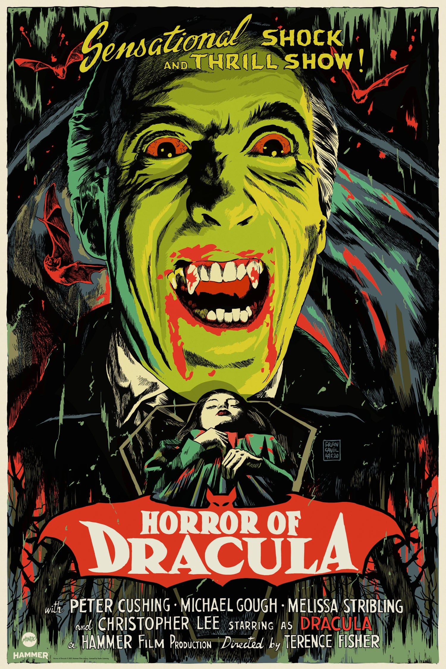Horror of Dracula Movie Poster - Classic Vampire Film Wall Art for Home Theater, Gothic Decor & Halloween Party Decoration