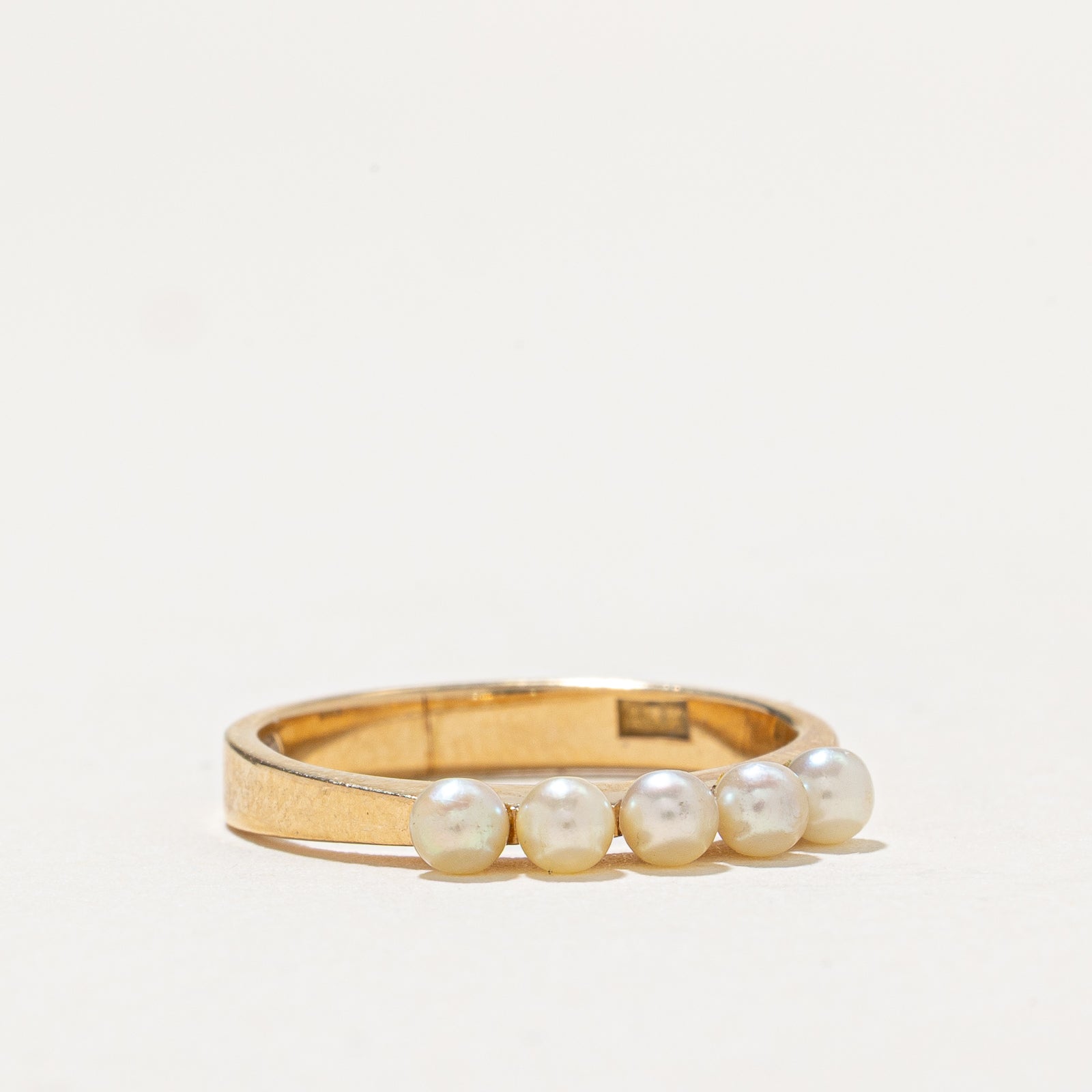 Five Stone Pearl Ring for Women - Size 4.5 - Elegant Bridal Jewelry, Wedding Band, Anniversary Gift, Engagement Ring, Promise Ring for Her