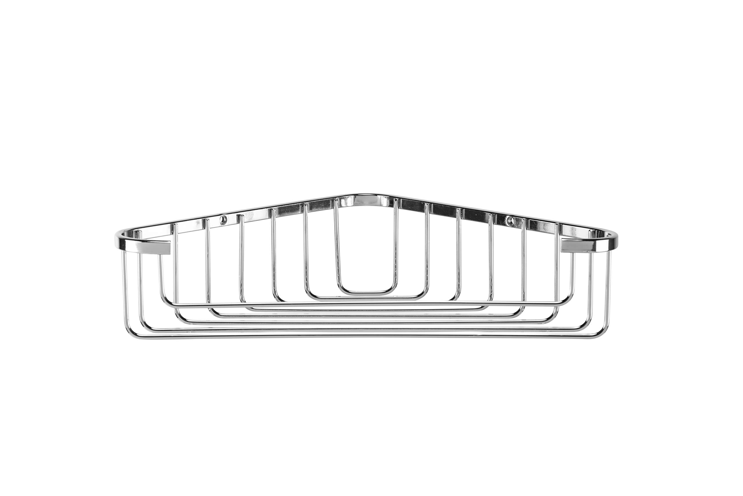 Croydex Rust-Free Stainless Steel Corner Basket for Kitchen & Bathroom Storage - Silver | Space-Saving Organizer for Small Spaces, Pantry, Shelves & Cabinets