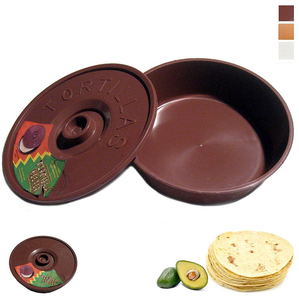 8 Inch Round Tortilla Warmer Container - Microwave Safe Taco & Pita Bread Keeper - Beige | Perfect for Keeping Flatbreads Warm for Tacos, Wraps & Sandwiches