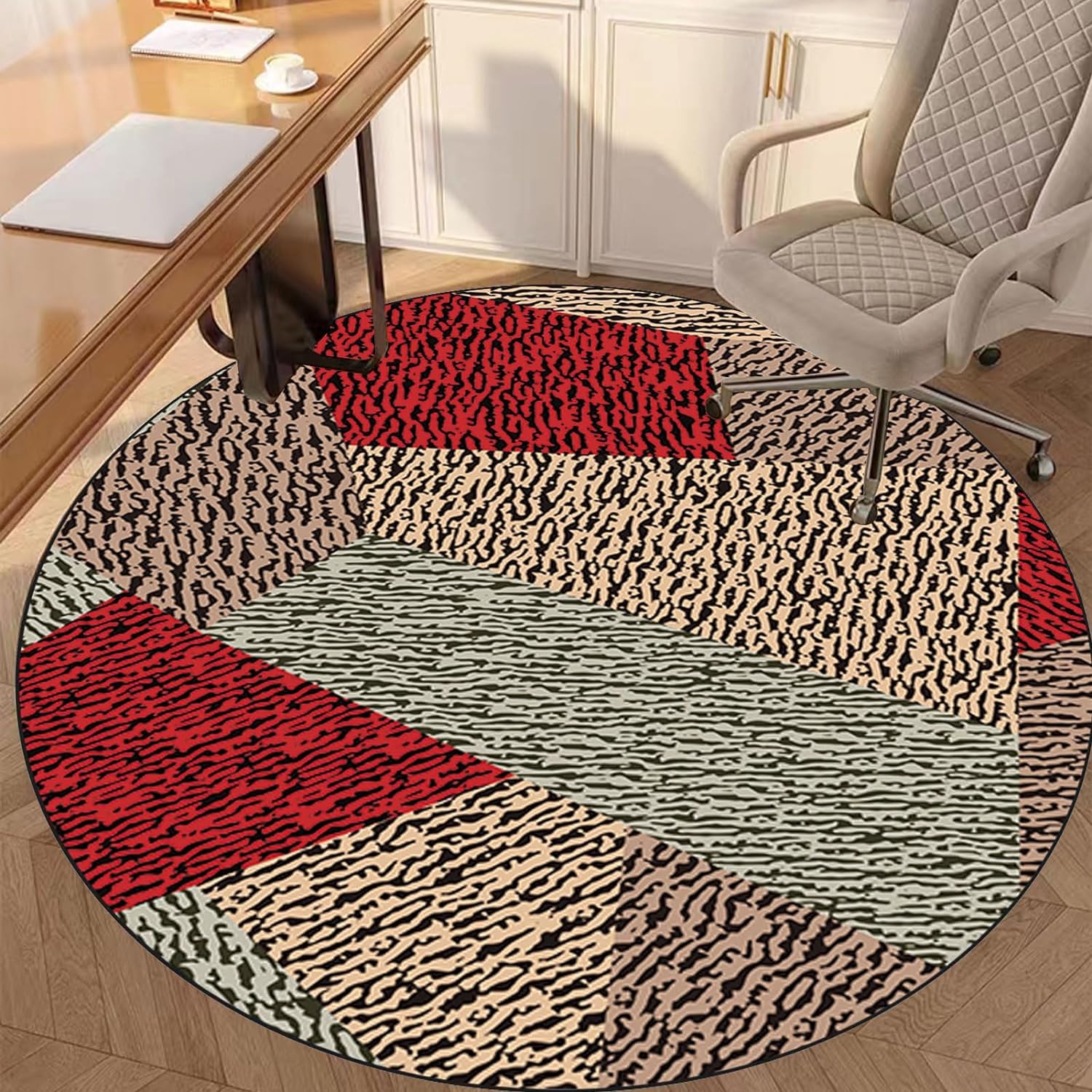 Non-Slip Round Drum Rug Office Chair Mat - 160cm Floor Protector for Hardwood & Carpet | Perfect for Home Office, Gaming & Workspace | Durable Chair Mat for Rolling Chairs & Desk Setup