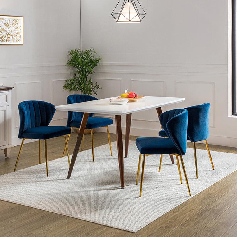 Modern Dining Chairs Set of 4 - Mid Century Metal Leg Side Chairs for Kitchen, Dining Room & Office - Aruna Contemporary Upholstered Seating
