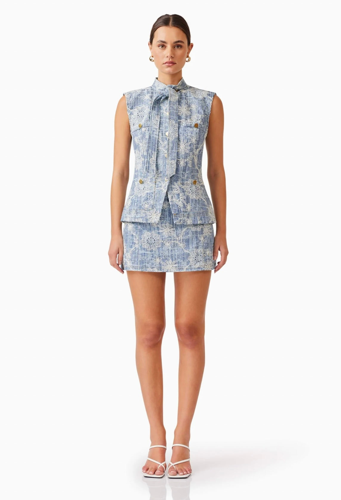 Monica Women's High Waisted Denim Skirt - Stretch Comfort Fit A-Line Mini Skirt for Casual Outfits, Date Night & Summer Fashion