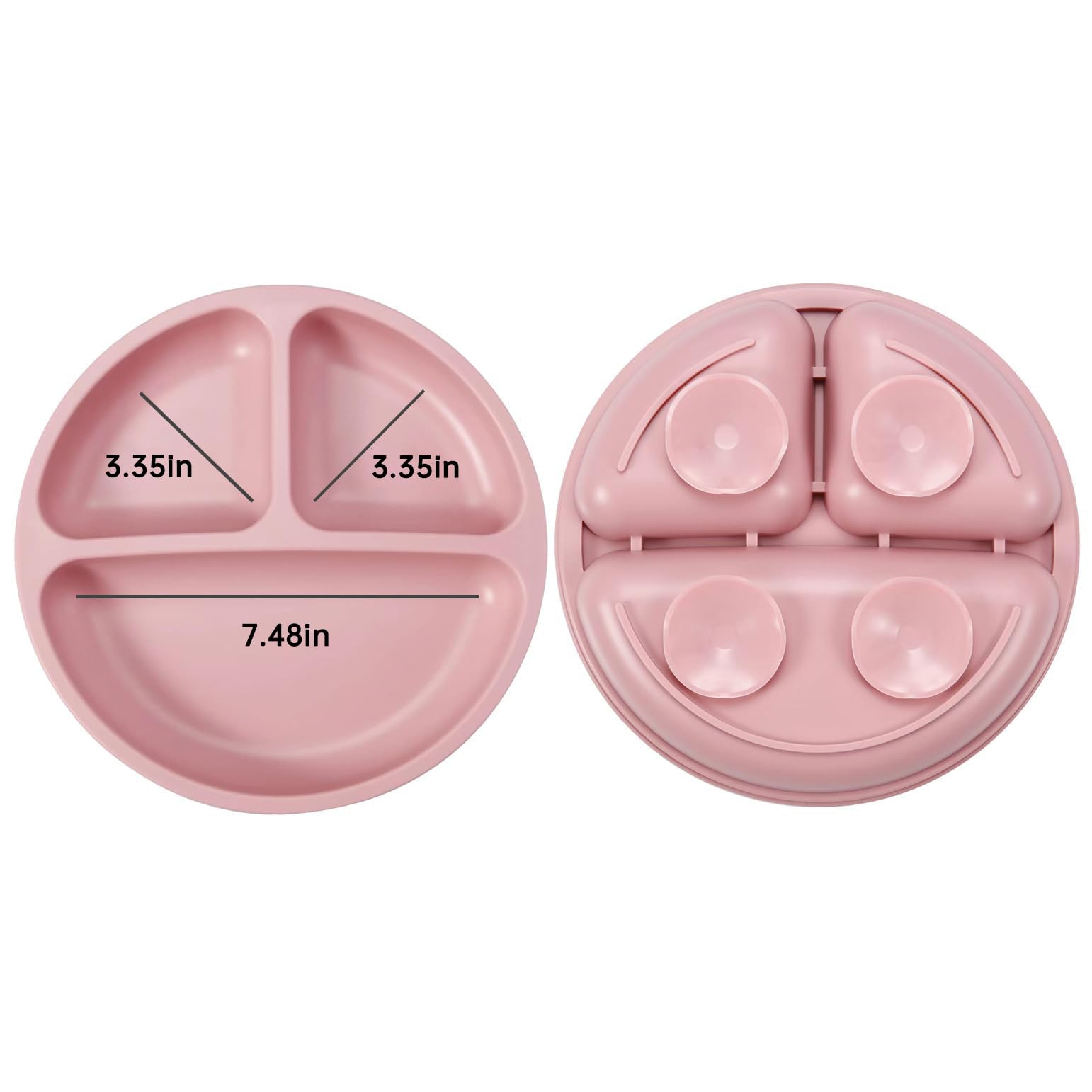 PandaEar Suction Plates for Toddlers - 3 Pack Divided Baby Plates with Strong Suction Base, 100% Food Grade Silicone Non-Slip Plates for Baby Led Weaning | Microwave & Dishwasher Safe | Perfect for High Chairs, Travel & Mess-Free Mealtime