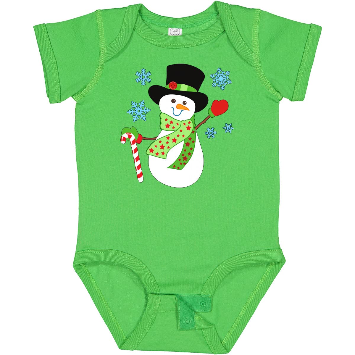 Inktastic Christmas Snowman in Top Hat with Candy Cane Baby Bodysuit - Cute Holiday Outfit for Infants & Toddlers - Perfect for Christmas Photos, Family Gatherings & Festive Celebrations