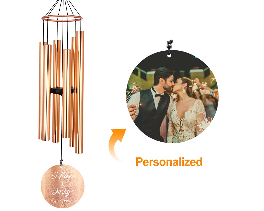 Personalized Anniversary Wind Chimes - Custom Memorial Wind Chime Gift for Wife, Husband, Couples | Unique Housewarming & Wedding Present for Newlyweds | Perfect for Outdoor Garden, Patio & Home Decor
