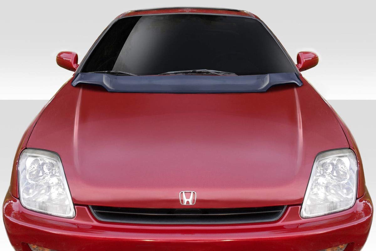 Extreme Dimensions Duraflex Replacement Hood for 1997-2001 Honda Prelude - Carbon Fiber Style Axis Hood Bonnet with Spoiler Add-On (1 Piece) | Perfect for Car Enthusiasts & Show Car Upgrades
