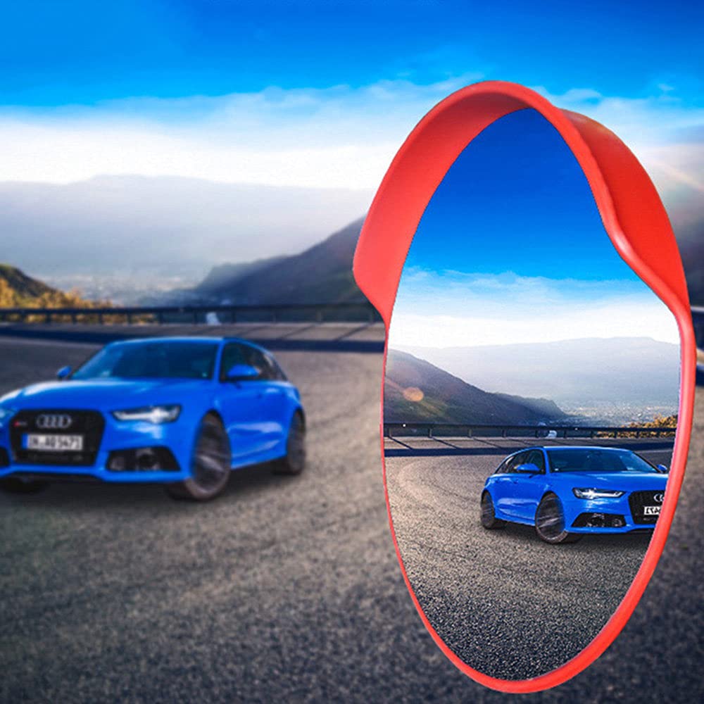 130° Wide Angle Convex Traffic Mirror - 60CM Safety Mirror for Wall & Pipe Mounting - Indoor & Outdoor Use - Ideal for Warehouses, Driveways & Parking Lots