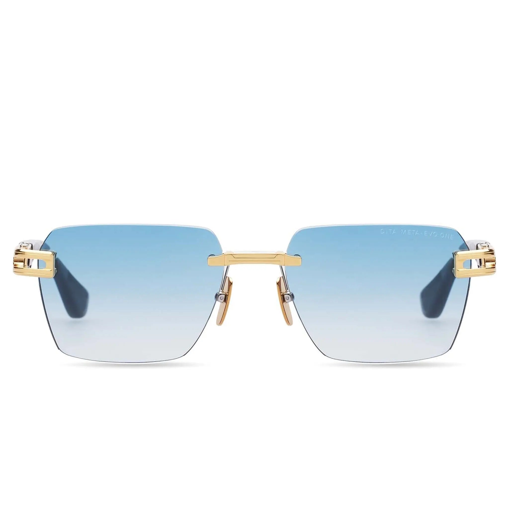 Dita Meta EVO DTS147 A 03 Blue Gold Rimless Sunglasses for Men & Women - Luxury Polarized UV Protection - Perfect for Driving, Beach & Outdoor Activities