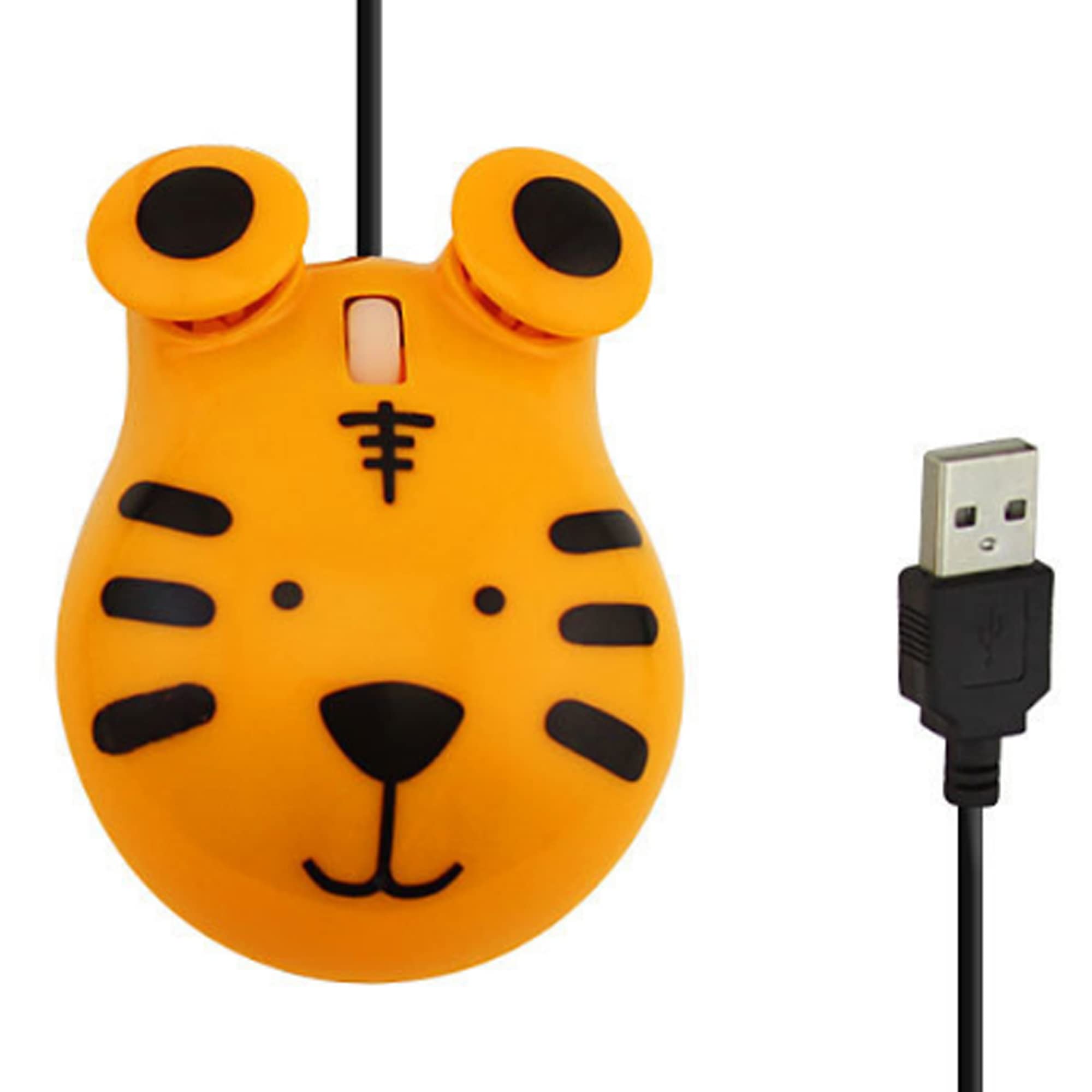 Tiger Shaped USB Wired Optical Mouse - 1600DPI 3-Button Computer Mouse with 3.2ft Cord for PC Laptop Notebook - Cute Animal Design Perfect for School Kids & Children (Orange) - Great Gift Idea for Students & Office Use