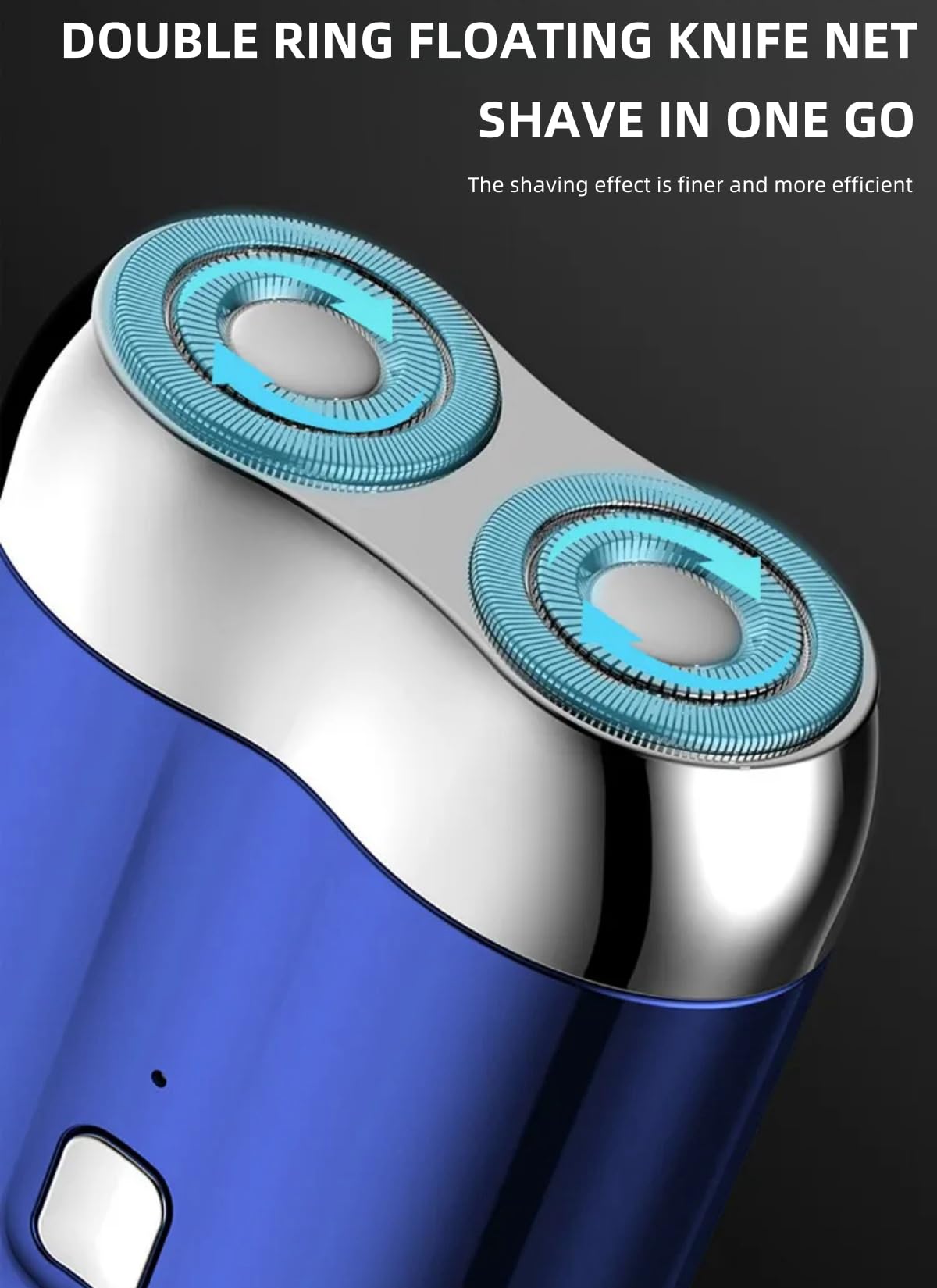 Mini Dual-Head Electric Shaver for Women & Men - Portable USB Rechargeable Shaver with Double Ring Movable Net Blades - Smooth Shaving for Travel, Gym & Daily Use (Blue)
