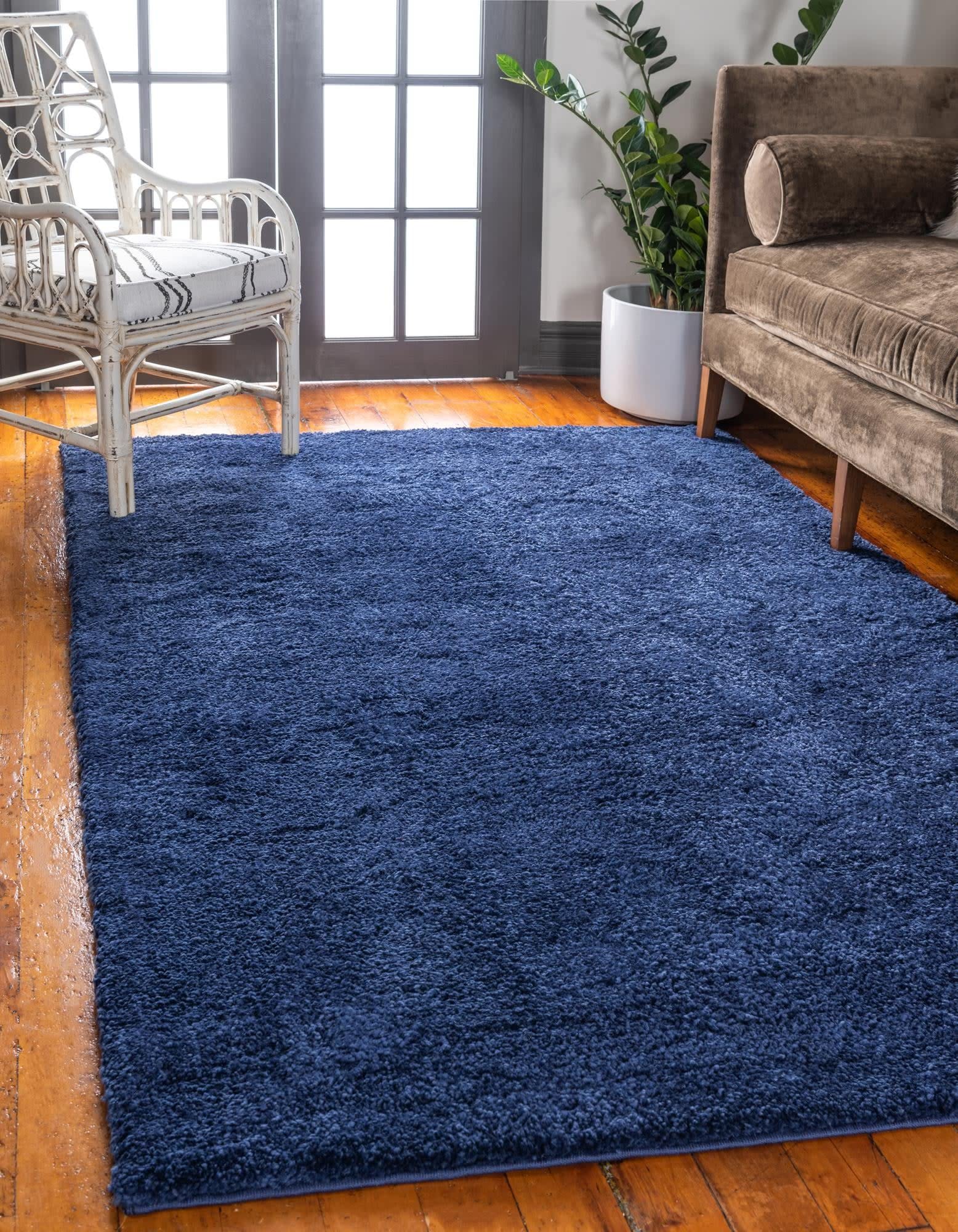 Unique Loom Solo Collection Calabasas Navy Blue Area Rug 10' x 14' Rectangle - Soft Modern Living Room Rug for Bedroom, Dining Room & Home Decor