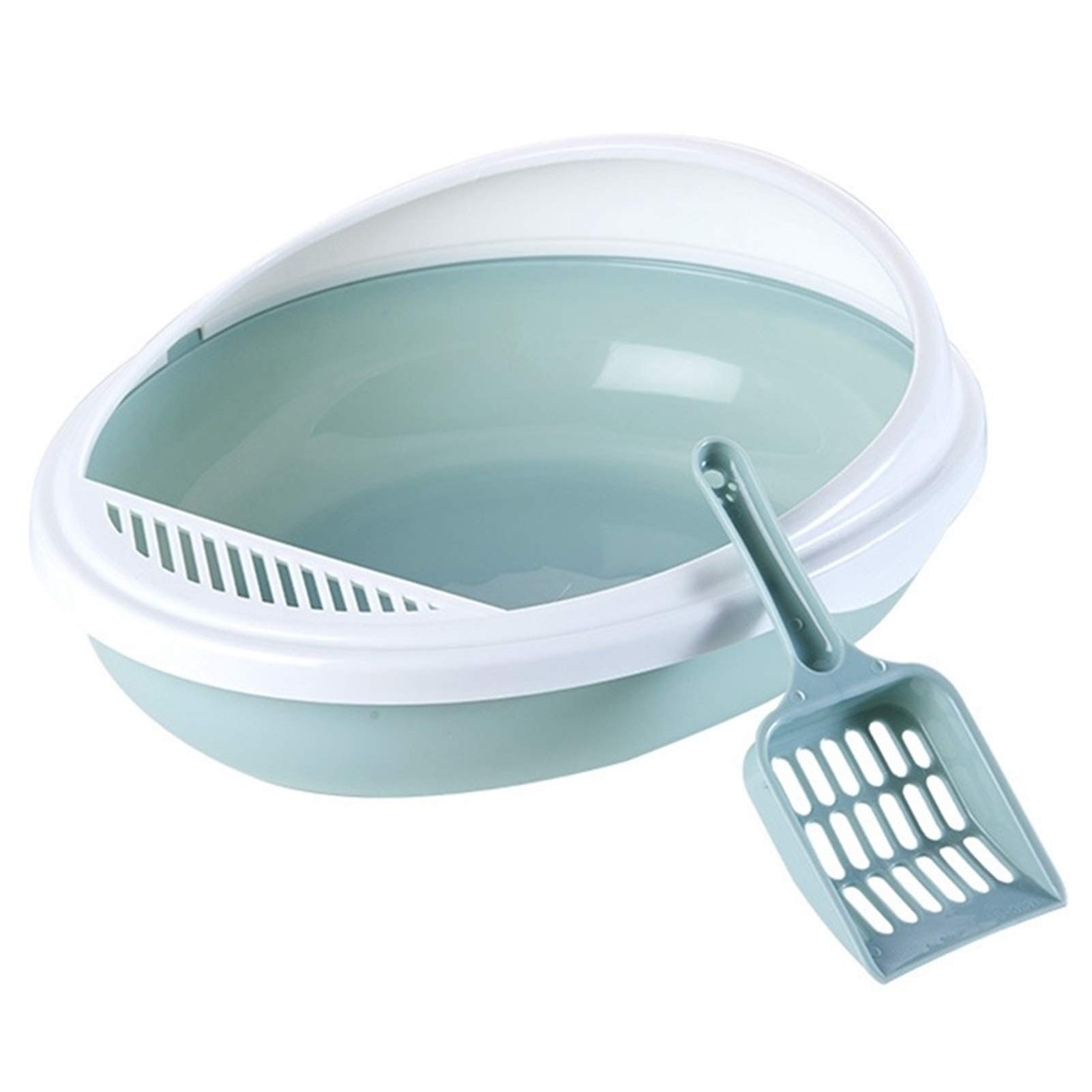 SHUTING2020 Green Plastic Cat Litter Box with Scoop - 41x25x9cm Anti-Splash Kitty Litter Tray for Cats & Dogs | Perfect for Small Spaces & Easy Cleaning