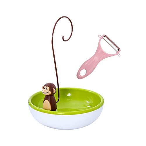 Monkey Fruit Basket Bowl - Detachable Banana Hanger & Grape Holder Stand for Kitchen Counter | Durable Vegetable Basket for Fresh Fruits Display (Color B) - Perfect for Kitchen Organization & Fruit Decor