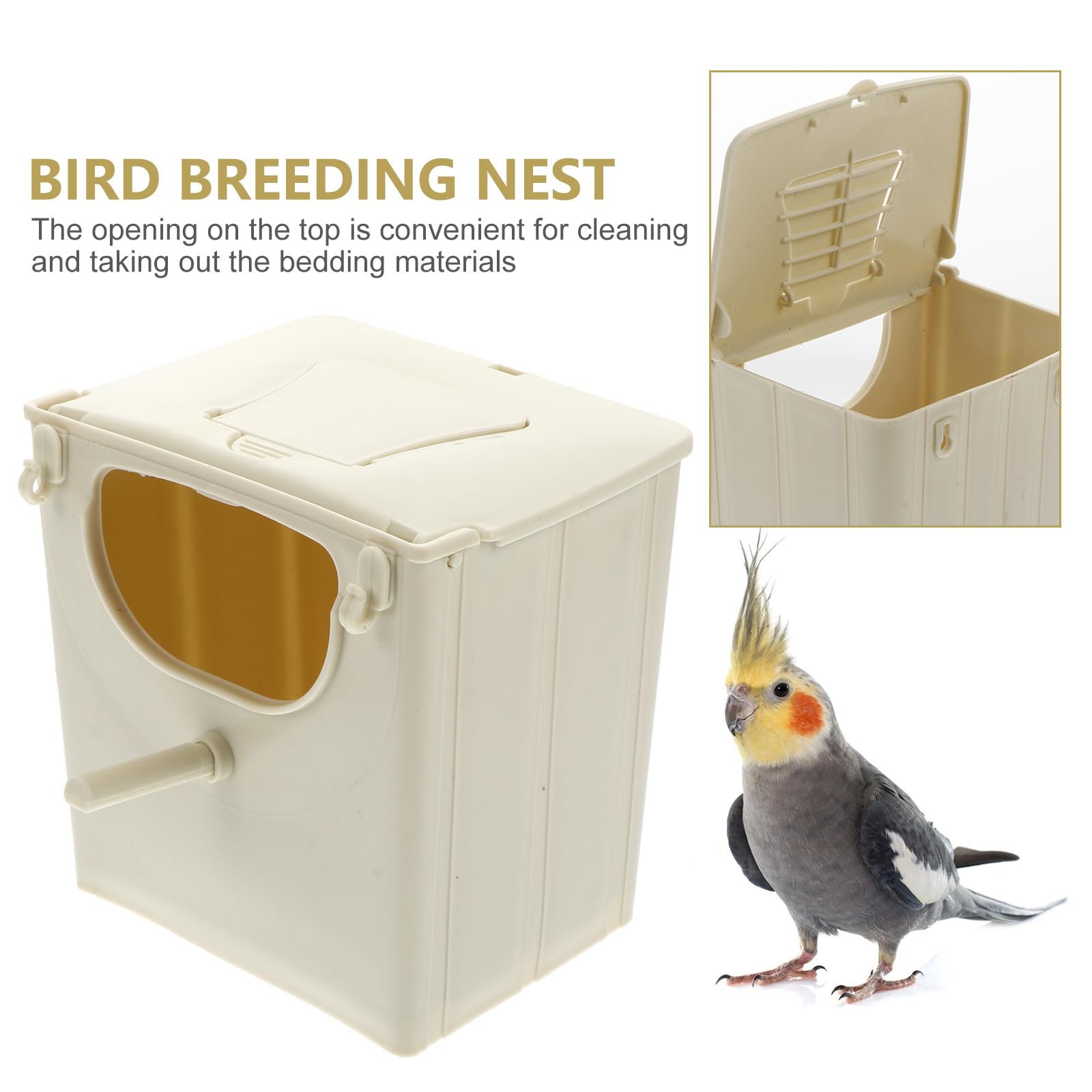 Mipcase Plastic Parakeet Nesting Box - Bird Nest for Parakeet Cages | Safe & Durable Bird House for Breeding | Perfect for Small Birds Like Budgies, Cockatiels, Lovebirds in Home or Aviary