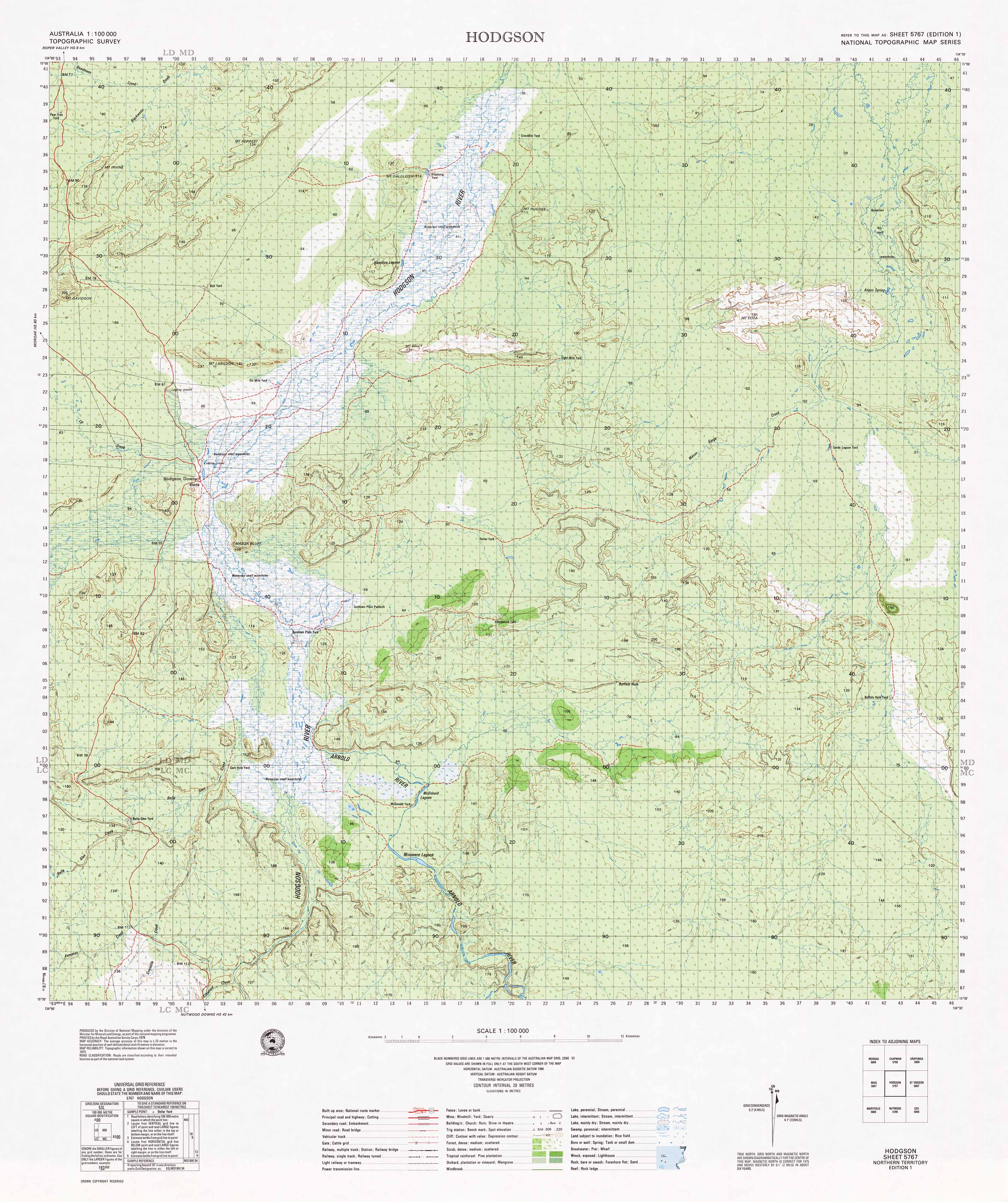 5767 Hodgson 1:100,000 Scale Topographic Map - Hiking, Camping & Outdoor Navigation | Detailed Terrain Features for Adventure Planning