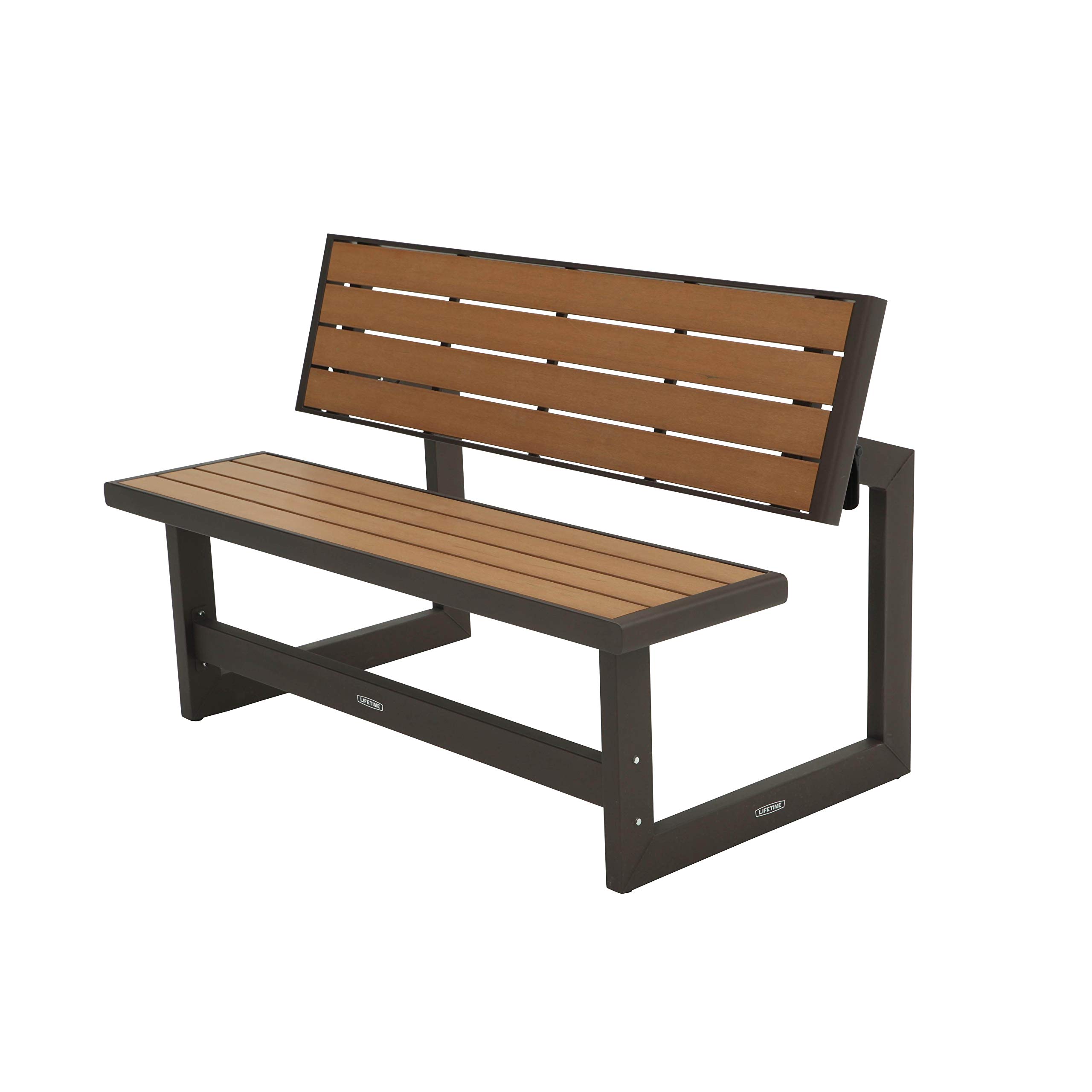 LIFETIME 60054 Convertible Bench and Picnic Table Set - Durable Faux Wood Outdoor Furniture for Patio, Garden, and Backyard | Perfect for Dining, Lounging, and Entertaining Guests
