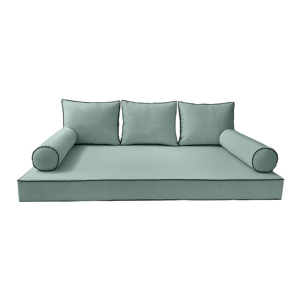 Prolinemax Outdoor Style 3 Twin-XL Daybed Mattress Cover with Contrast Trim - Fitted Bolster Pillow Sheet AD002 | Perfect for Patio Furniture, Sunroom Daybeds & Guest Room Decor