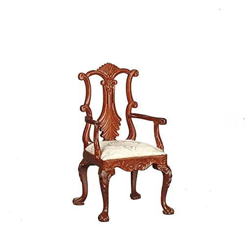 Miniature Walnut Armchair for Dollhouse - Handcrafted Wooden Furniture for DIY & Collectors