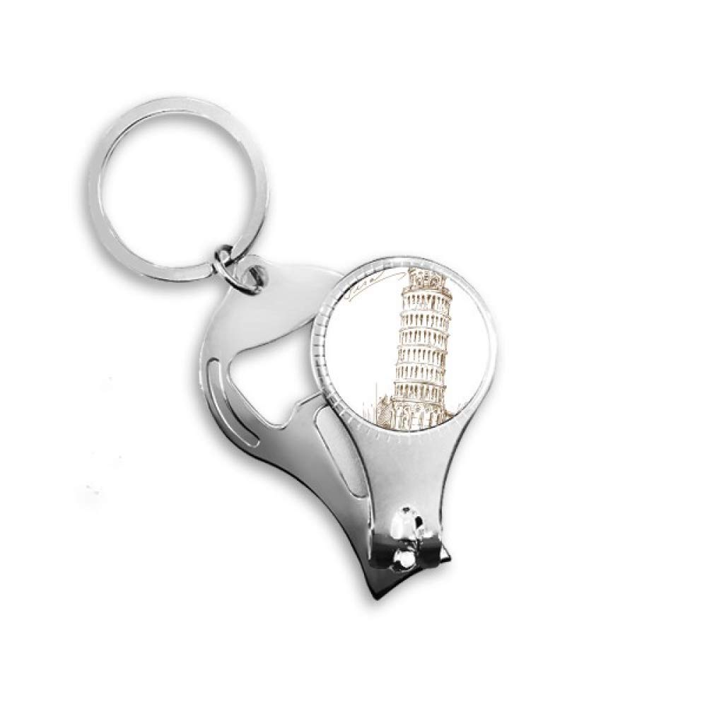 Leaning Tower of Pisa Italy Keychain - Nail Clipper, Bottle Opener & Ring Holder - Perfect for Travel, Gifts & Everyday Carry