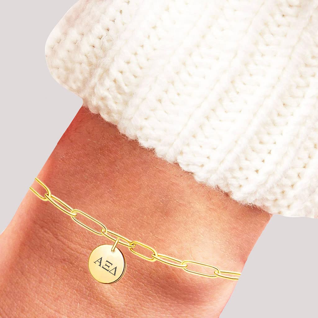 Alpha Xi Delta Sorority Bracelet - Paper Clip Link Friendship Bracelet for Greek Life, Sisterhood Gifts & College Events