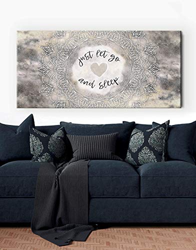 Boho Mandala Wall Art Canvas - Cream 60x27 for Bedroom Decor