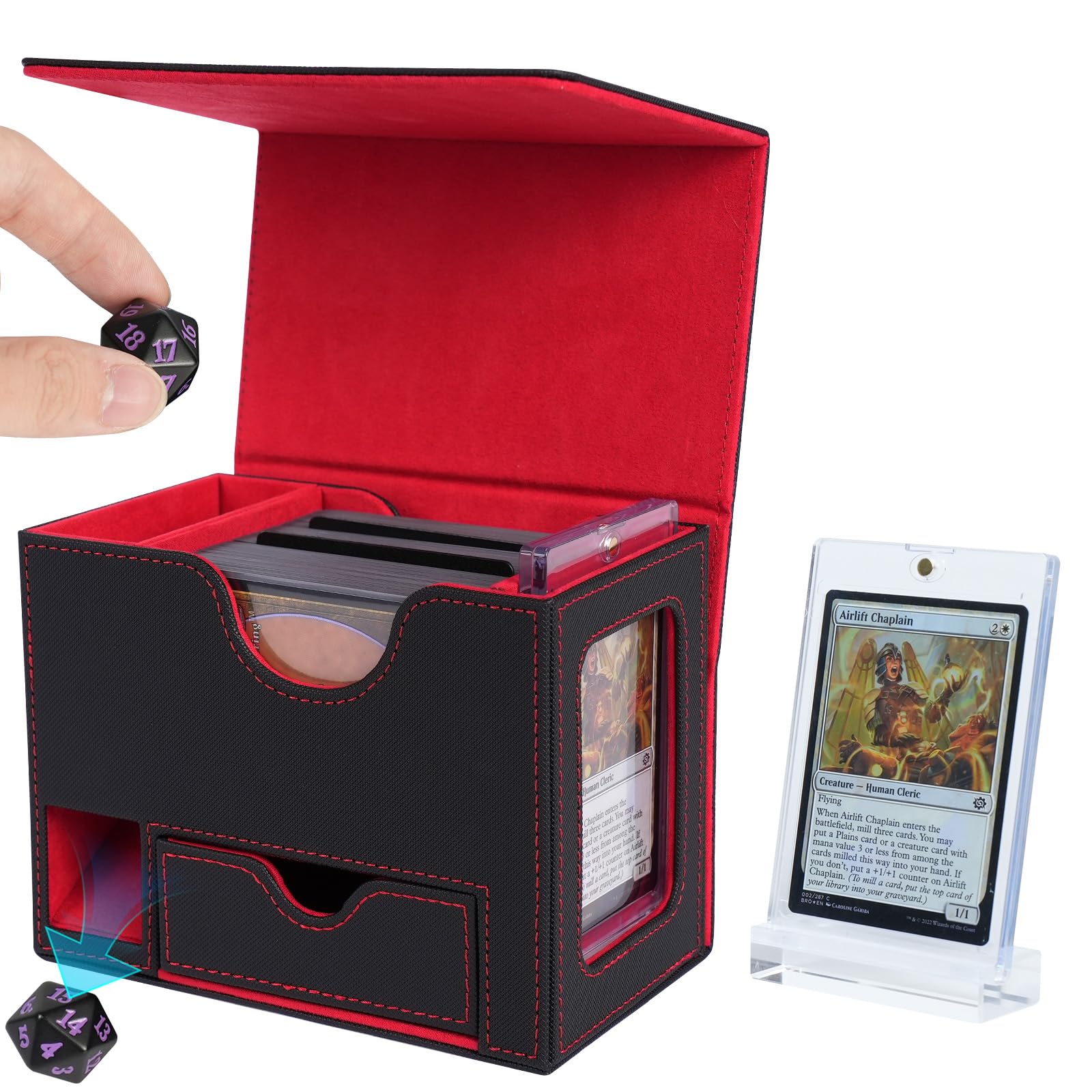 AFIING Trading Card Storage Box - Holds 120+ MTG Cards with Removable Tray | Durable Deck Box for Magic: The Gathering, Pokémon & Yu-Gi-Oh | Perfect for Game Nights, Collectors & Tournament Organization