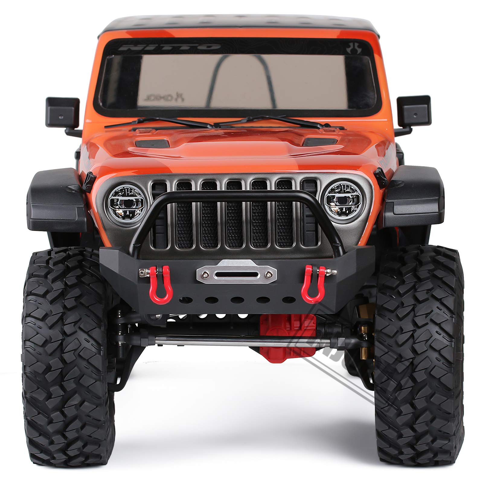 INJORA Heavy Duty Metal Front Bumper with Tow Hooks for 1/10 RC Crawler - Compatible with Axial SCX10, SCX10 III 90046 & AXI03007 - Perfect for Off-Road Crawling & Rock Climbing Adventures