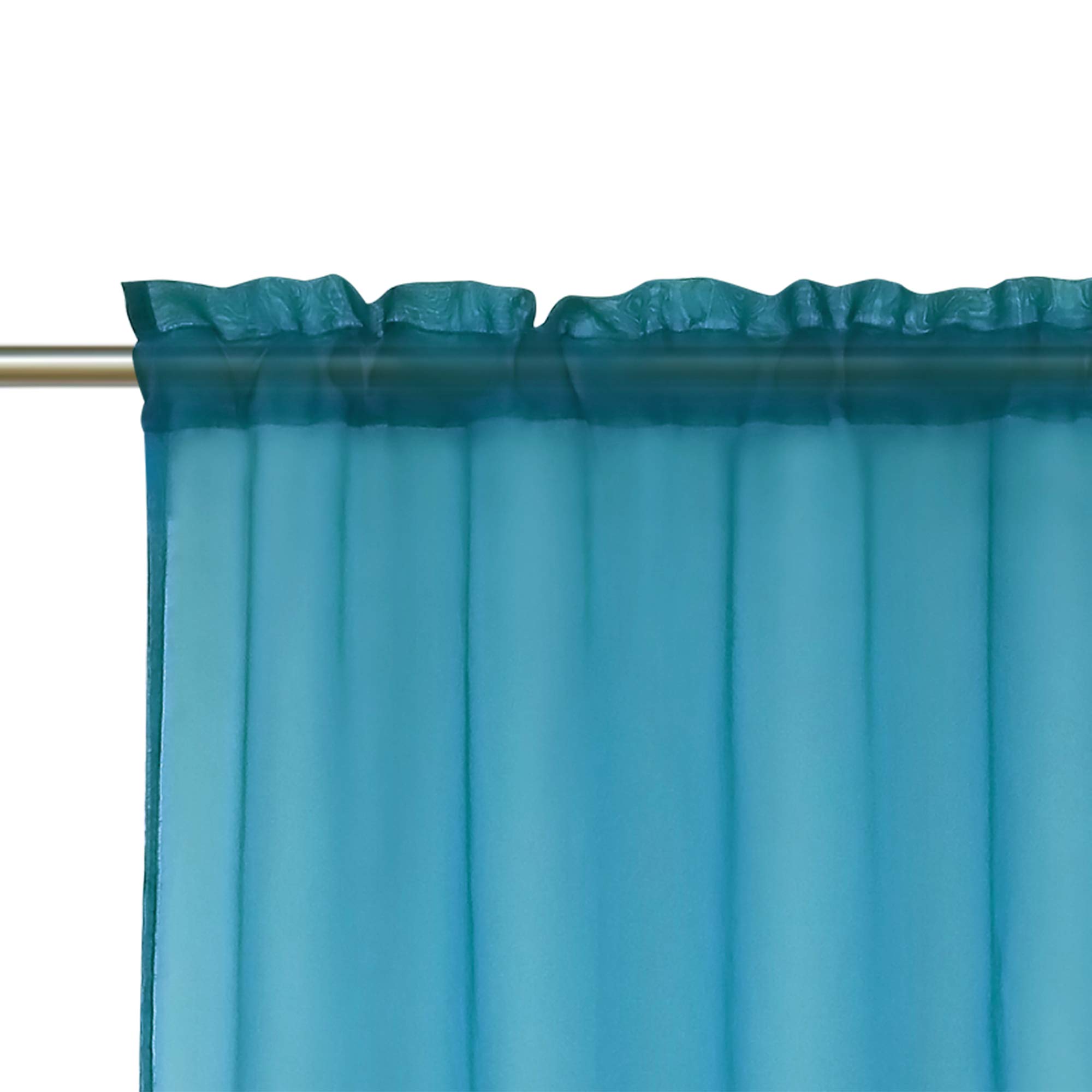 Sheer Voile Swag Curtains with Rod Pocket - Peacock Blue Window Valance (47x49 Inch, 2 Pack) - Elegant Kitchen & Living Room Curtains for Light Filtering & Privacy
