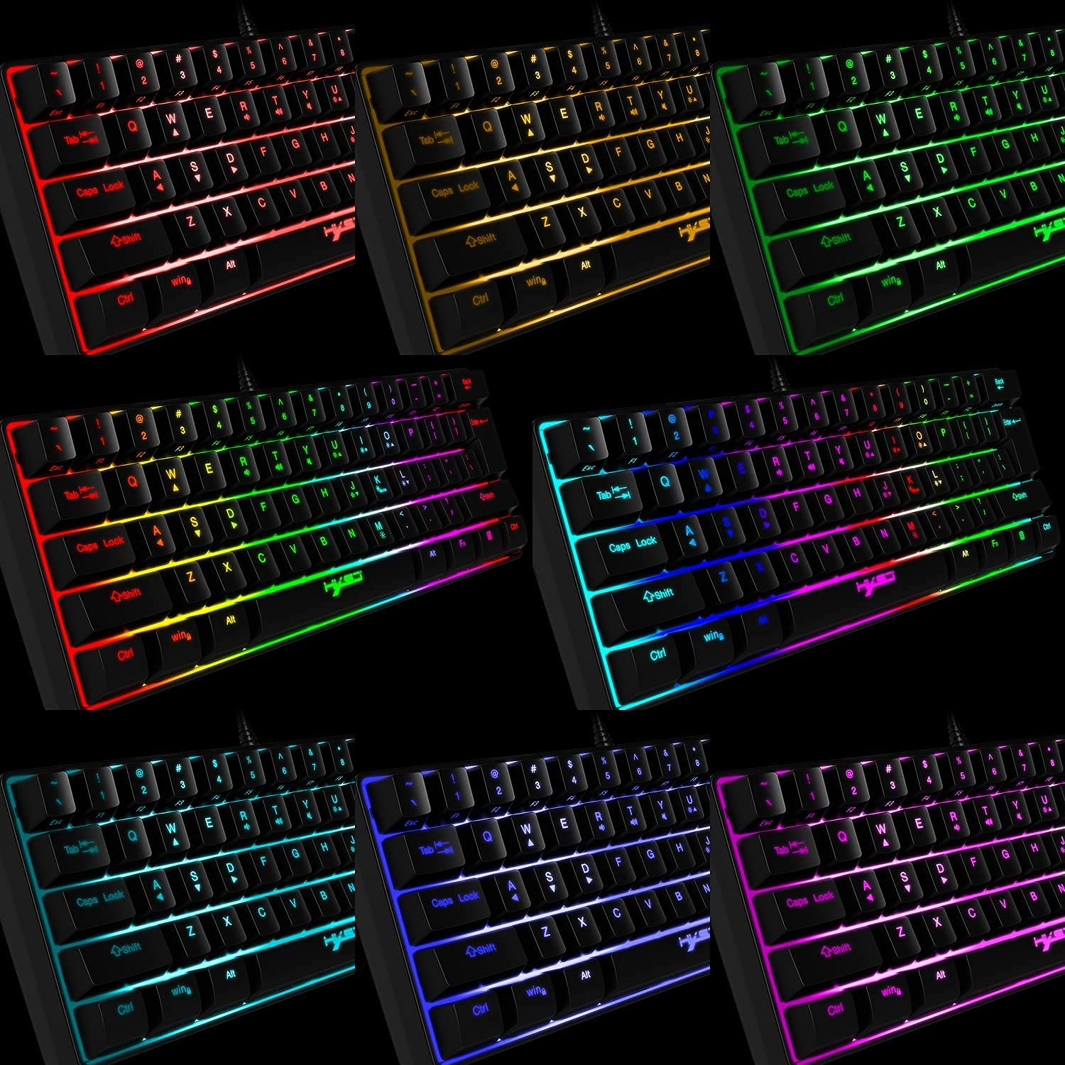 KUIYN 60% Wired Compact Gaming Keyboard & Honeycomb Optical Mouse Combo - 61 Keys RGB Backlit, Anti-Ghosting, Includes Mouse Pad - Perfect for PC Gamers, Esports & Streaming Setups