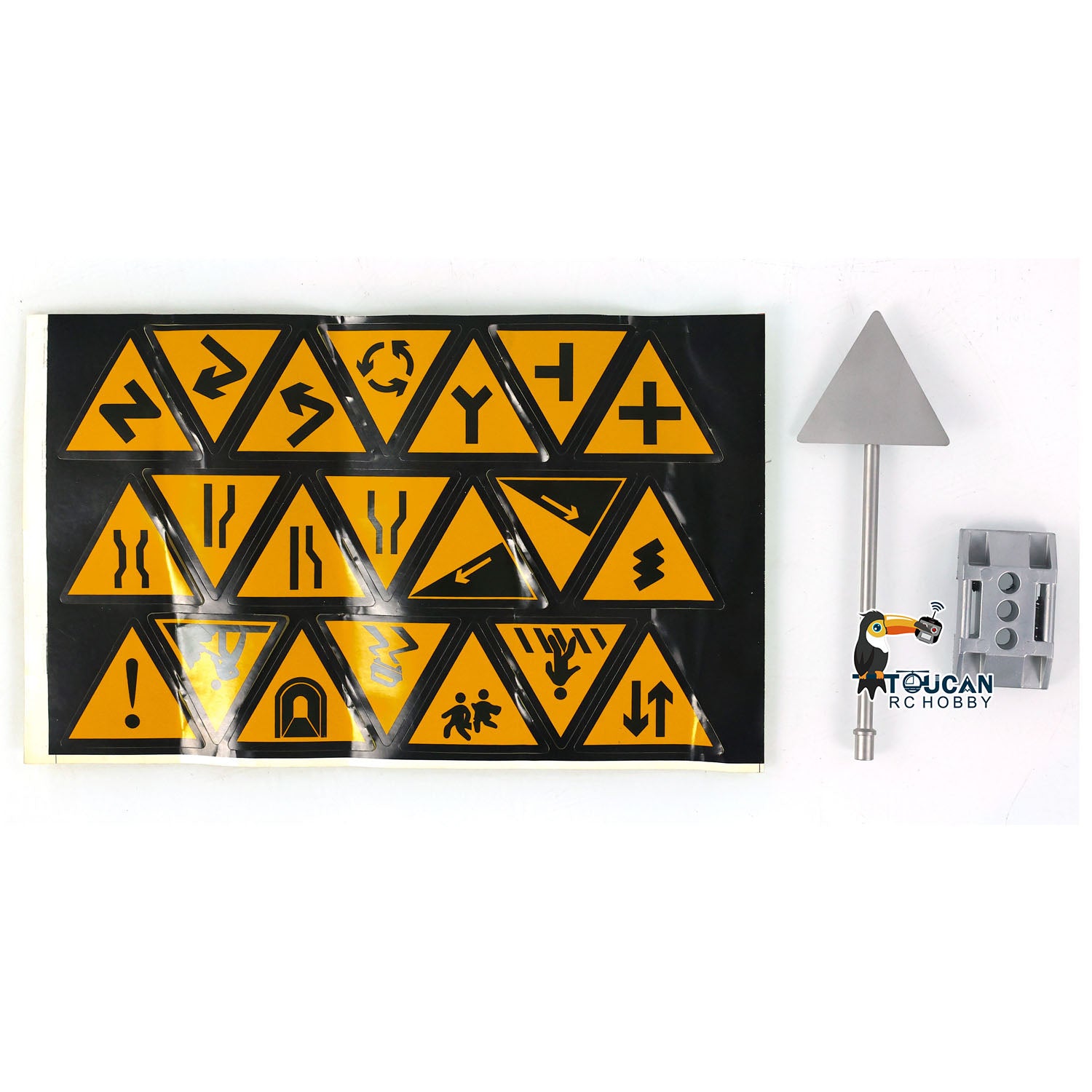 1/14 Scale RC Construction Vehicle Metal Traffic Signs - Realistic Simulation Decorative Accessories for Tractor Truck & Dump Truck Radio Control Models | Perfect for RC Construction Scenes & Diorama Displays