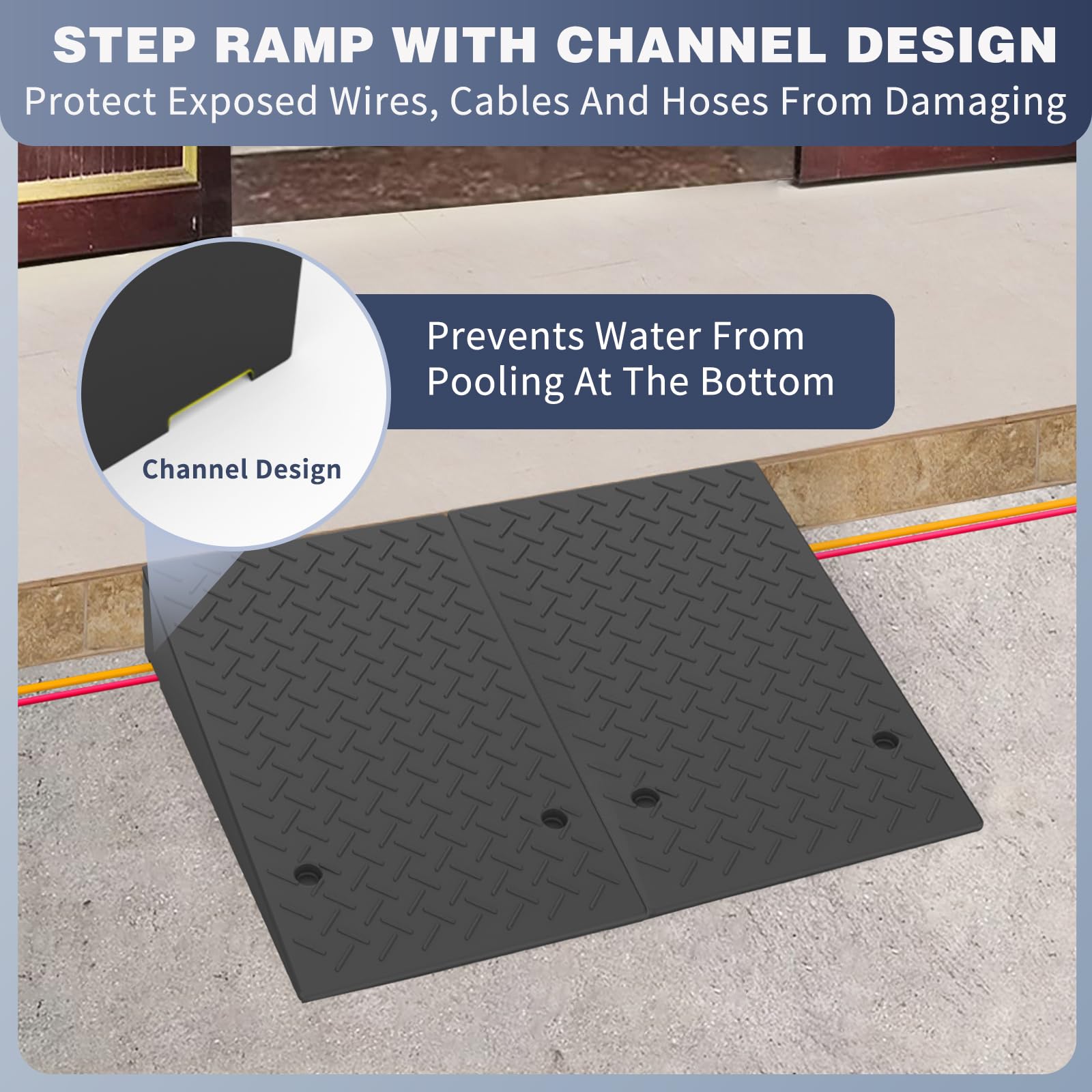 **6 Inch Rubber Threshold Ramp - Heavy Duty Non-Slip Wheelchair & Scooter Ramp for Home & Garage (2PCS, 2200LBS Capacity) - Perfect for Wheelchairs, Cars, Mobility Scooters & Outdoor Use**