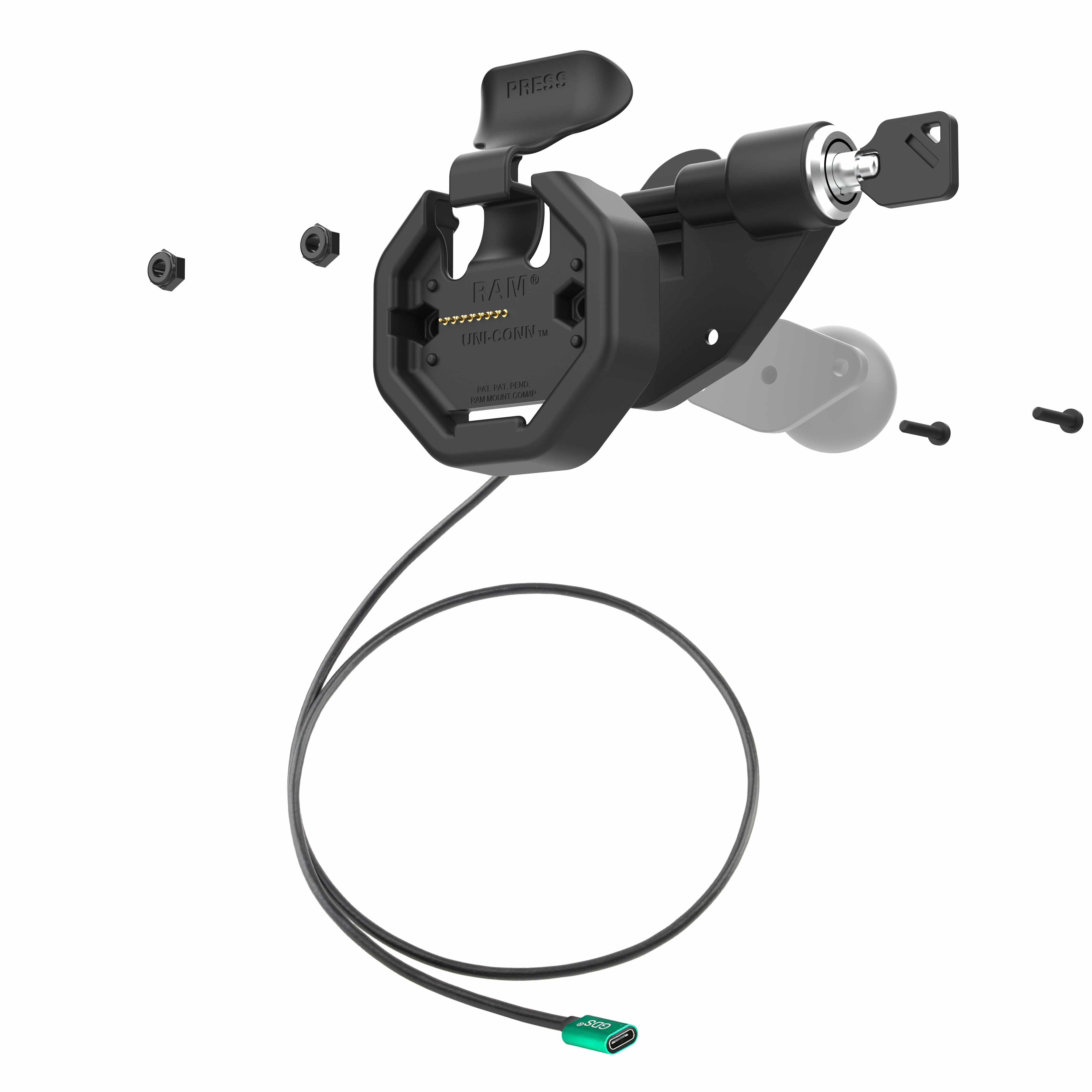 GDS® Uni Conn™ USB C Powered Right Locking Snap In Dock - Compatible with RAM Mounts (RAM GDS DOCKLR U3CPU) | Perfect for Truck, RV & Marine Navigation Systems