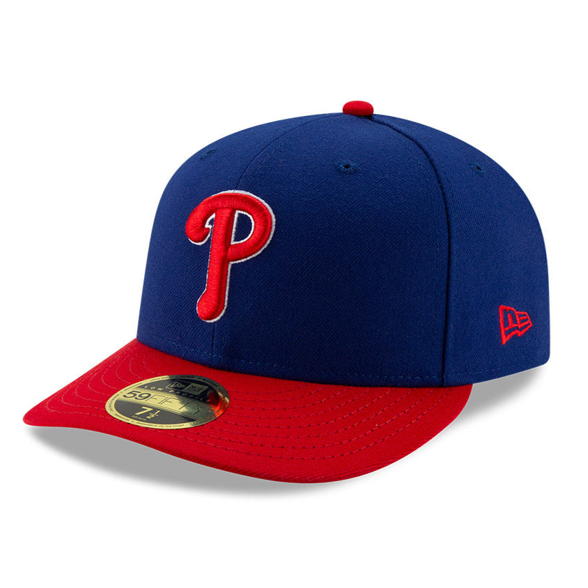 New Era 59Fifty Authentic MLB Philadelphia Phillies Low Profile Alternate Baseball Cap - Royal & Red - Official Licensed Hat for Men, Women, Fans - Perfect for Games, Sports Events & Casual Wear