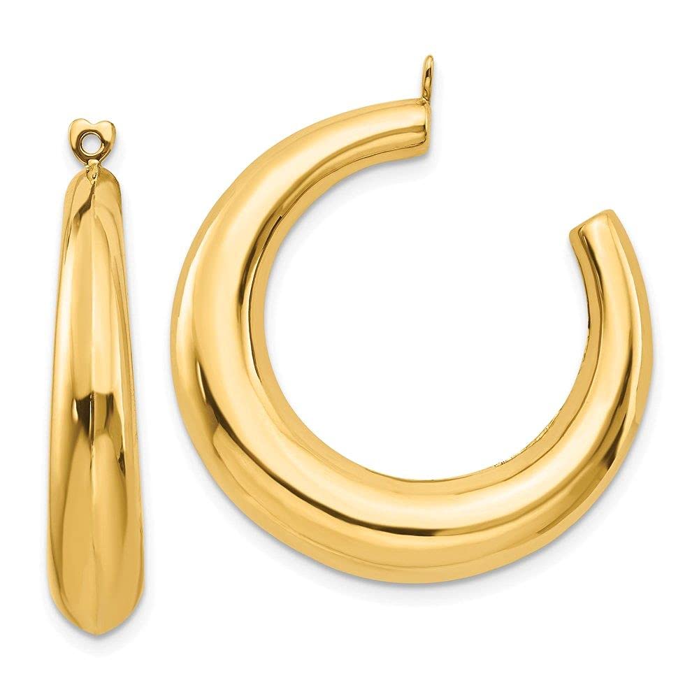 14k Polished Hollow Hoop Earring Jackets - Elegant Jewelry for Weddings, Parties & Everyday Glamour