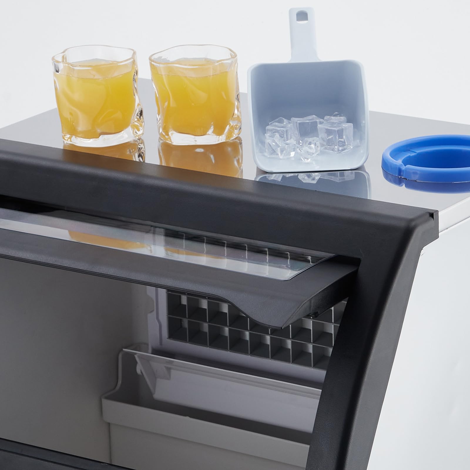 Commercial Ice Maker 155 Lbs/24H, Stainless Steel Undercounter Ice Machine with LED Display, 33 Lbs Storage - Perfect for Bars, Restaurants, Cafes, Homes & Offices - Ideal for Cocktails, Beverages & Food Preservation