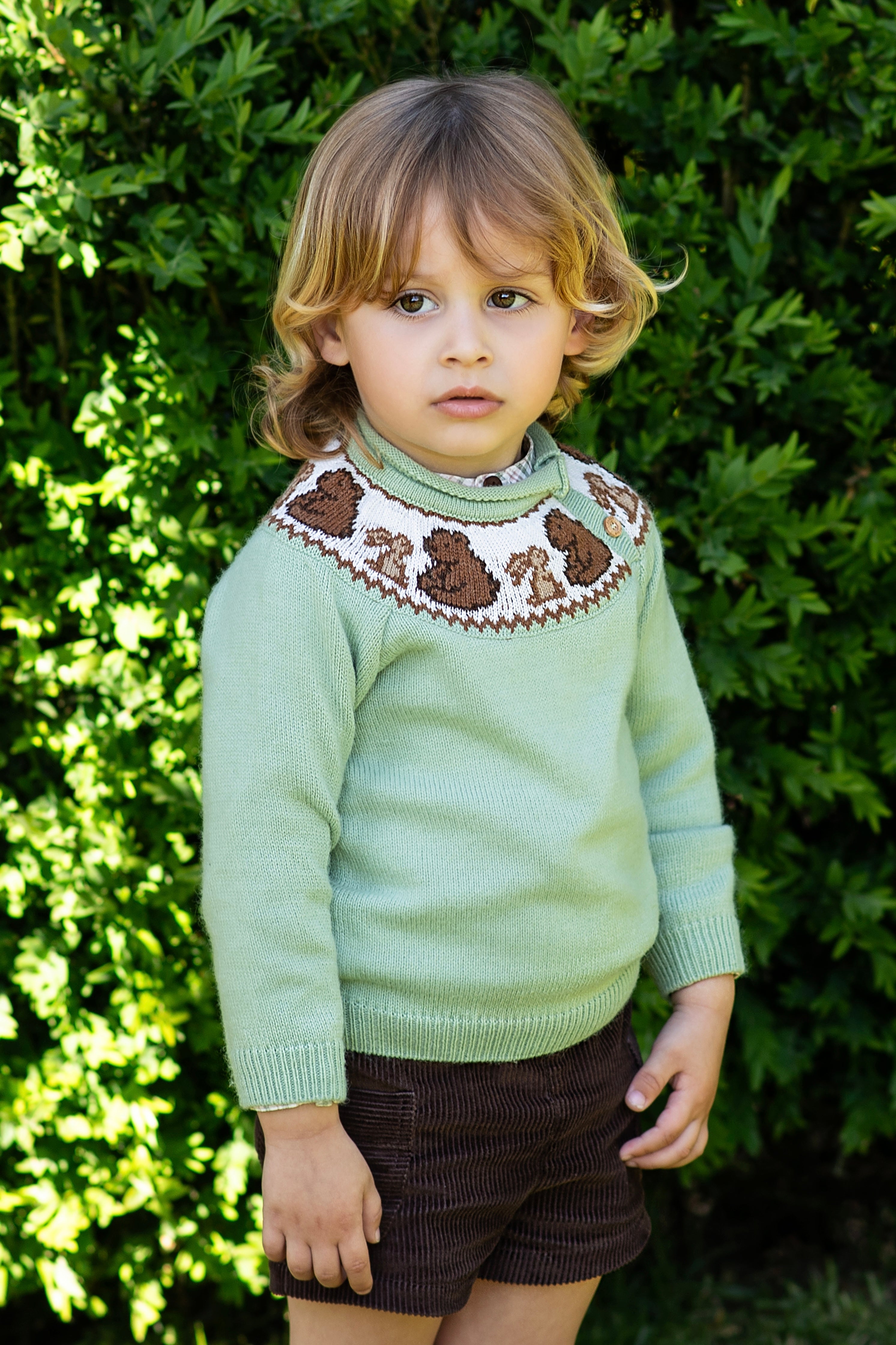 Stevie Sage Green Knit Bear Jumper - Cozy Cute Teddy Bear Sweater for Women & Girls | Perfect for Fall Winter Outfits, Christmas Gifts & Casual Wear