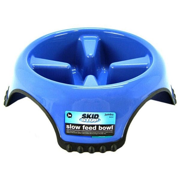 JW Pet Skidstop Slow Feed Dog Bowl - Non-Slip Design for Small & Large Breeds - Perfect for Fast Eaters & Mealtime Training - Great for Home, Travel & Vet Visits
