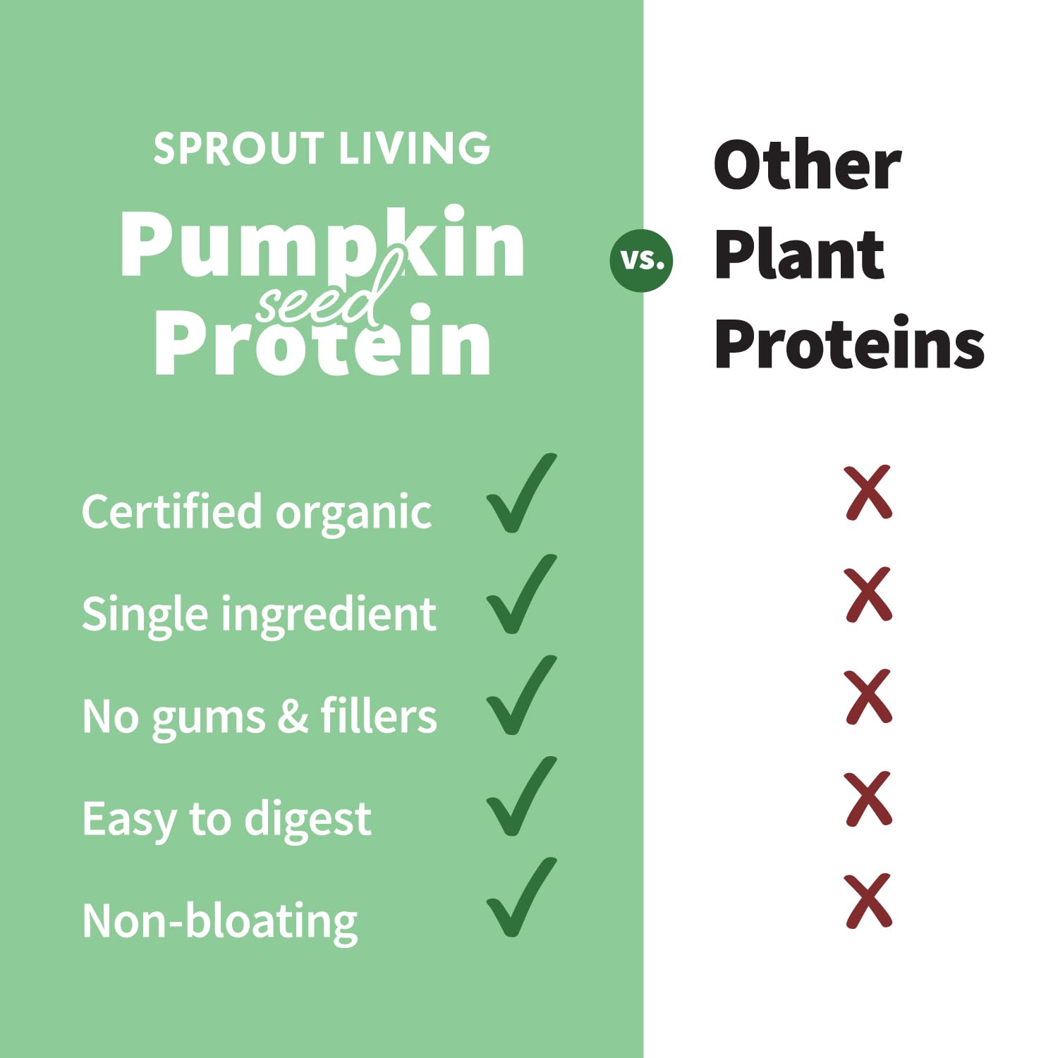 Sprout Living Organic Pumpkin Seed Protein Powder - 20g Plant-Based Vegan Protein, Non-GMO, Gluten-Free, Dairy-Free, No Artificial Sweeteners, Keto-Friendly (1lb) - Perfect for Smoothies, Baking & Post-Workout Recovery