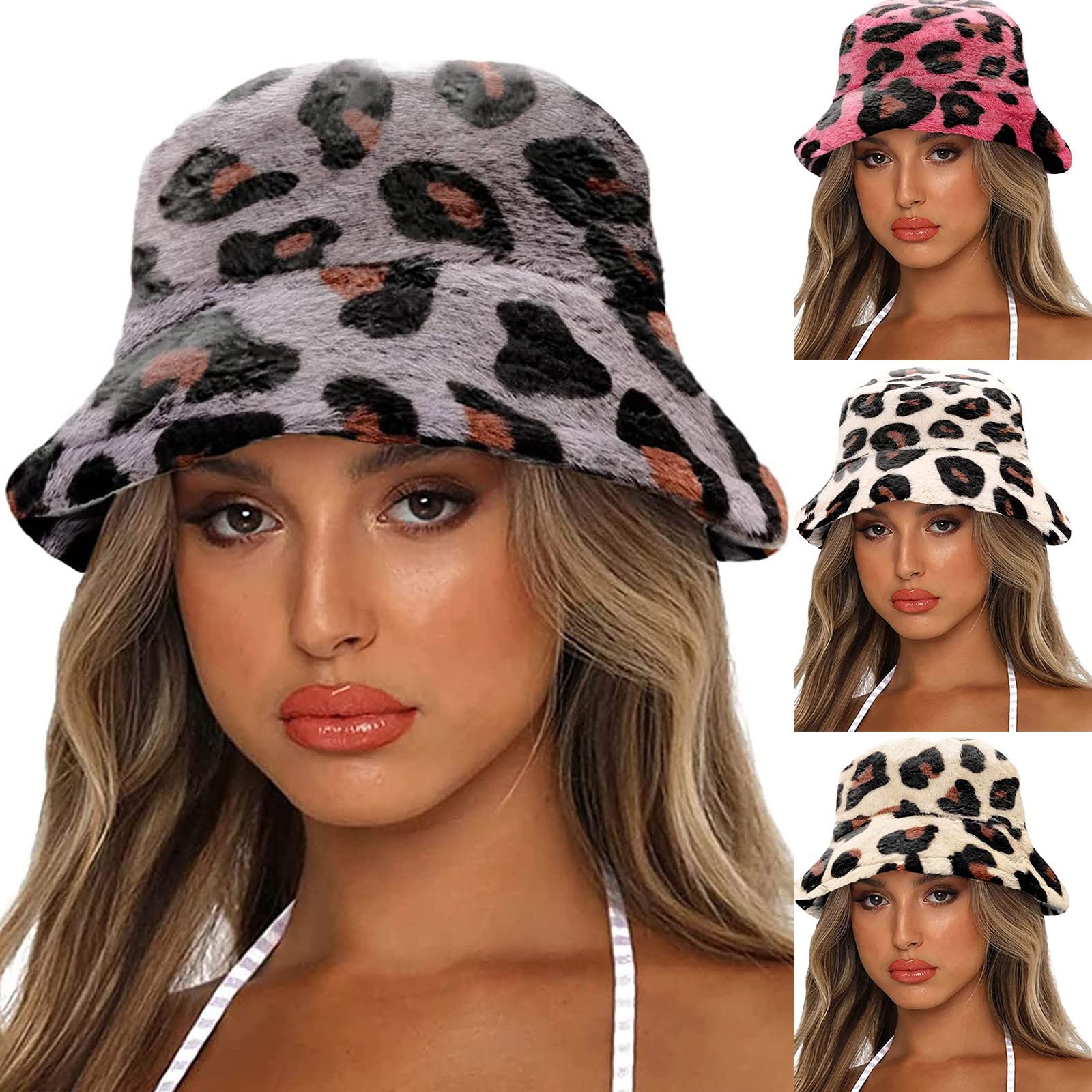 Women's Winter Hats - Warm Printed Bucket Fisherman Cap for Cold Weather | Cozy Artificial Fur Beanie for Outdoor Activities & Fashion