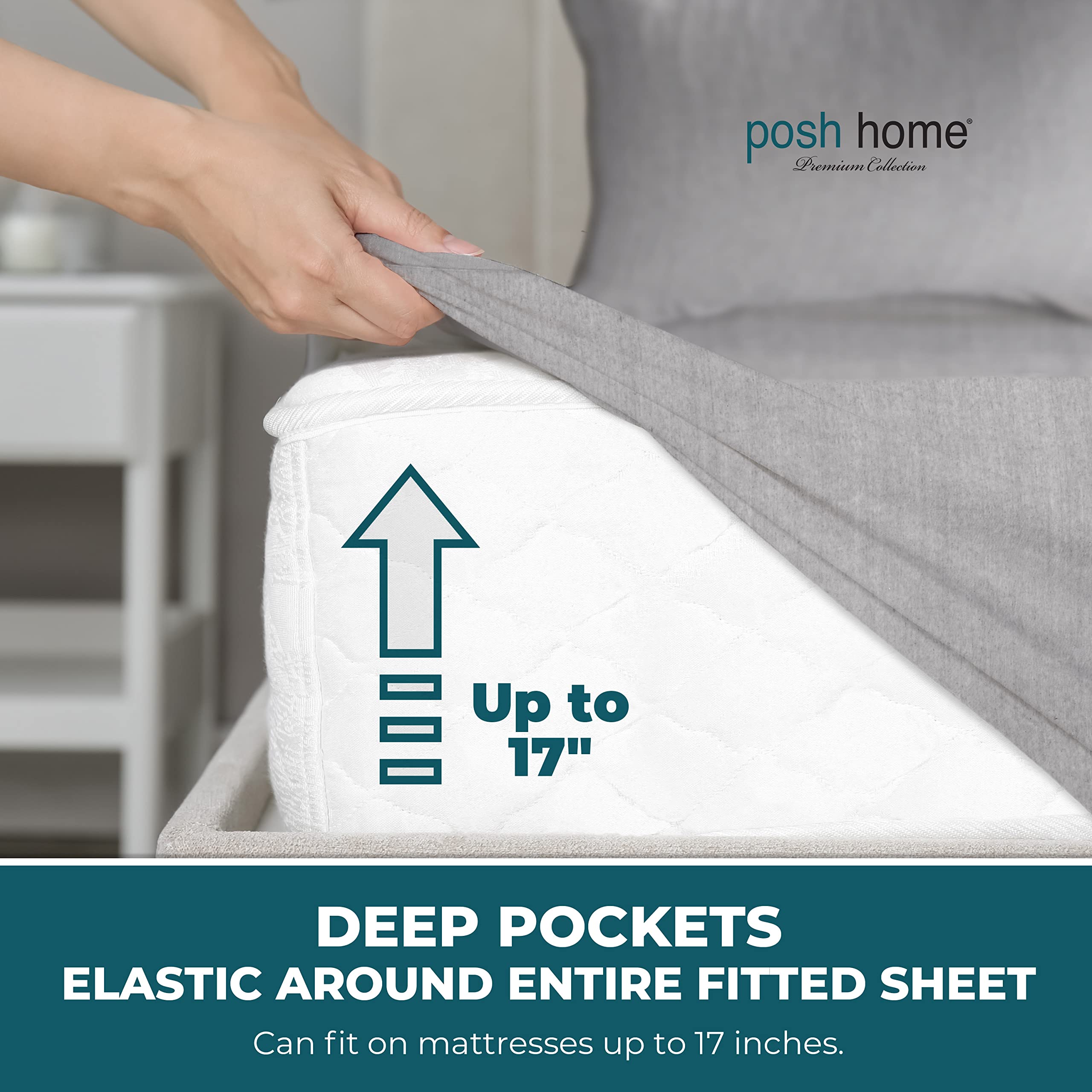 Posh Home Jersey Knit Sheet Set - 4-Piece Soft & Breathable Cotton Bed Sheets - Includes Flat Sheet, Fitted Sheet & 2 Pillowcases - King Size, Ashen Gray - Perfect for Cozy Nights & Comfortable Sleep