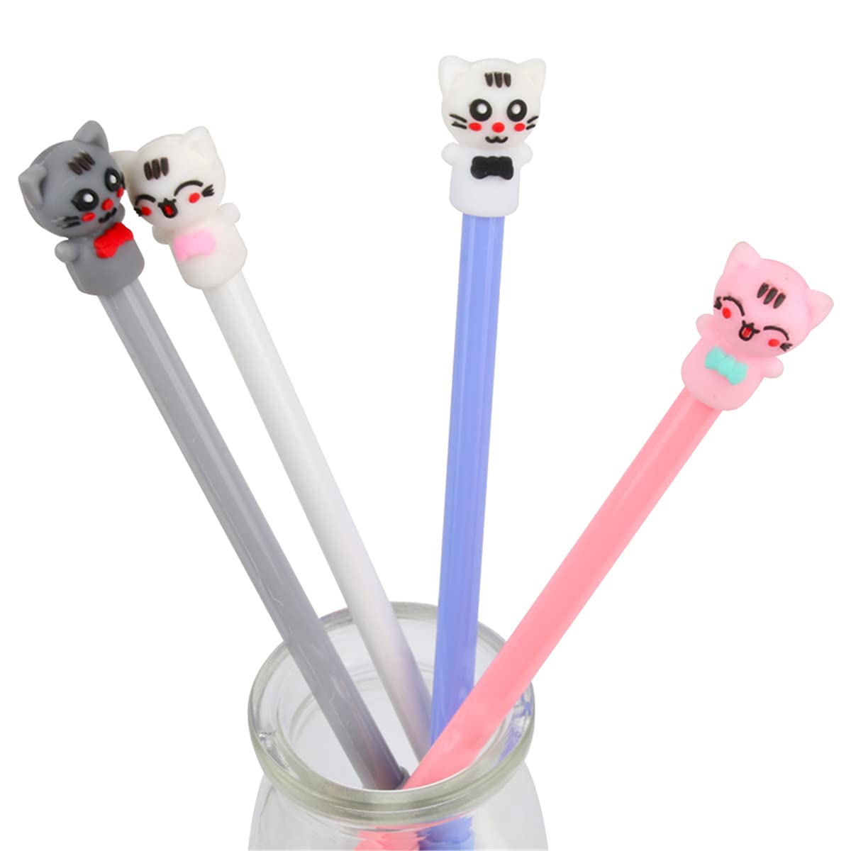Cat-Shaped Rollerball Pens - Smooth Gel Ink Ballpoint Pens for Writing, Business, School & Office Use - Fun & Cute Stationery Gift (6-Pack)