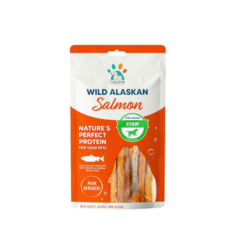 Premium Wild Alaskan Salmon Dog Treats - 70g Air-Dried Mini Sticks with Seaweed & Shrimp | Grain-Free, Healthy Snacks for Small & Medium Dogs | Training Rewards & Travel Treats