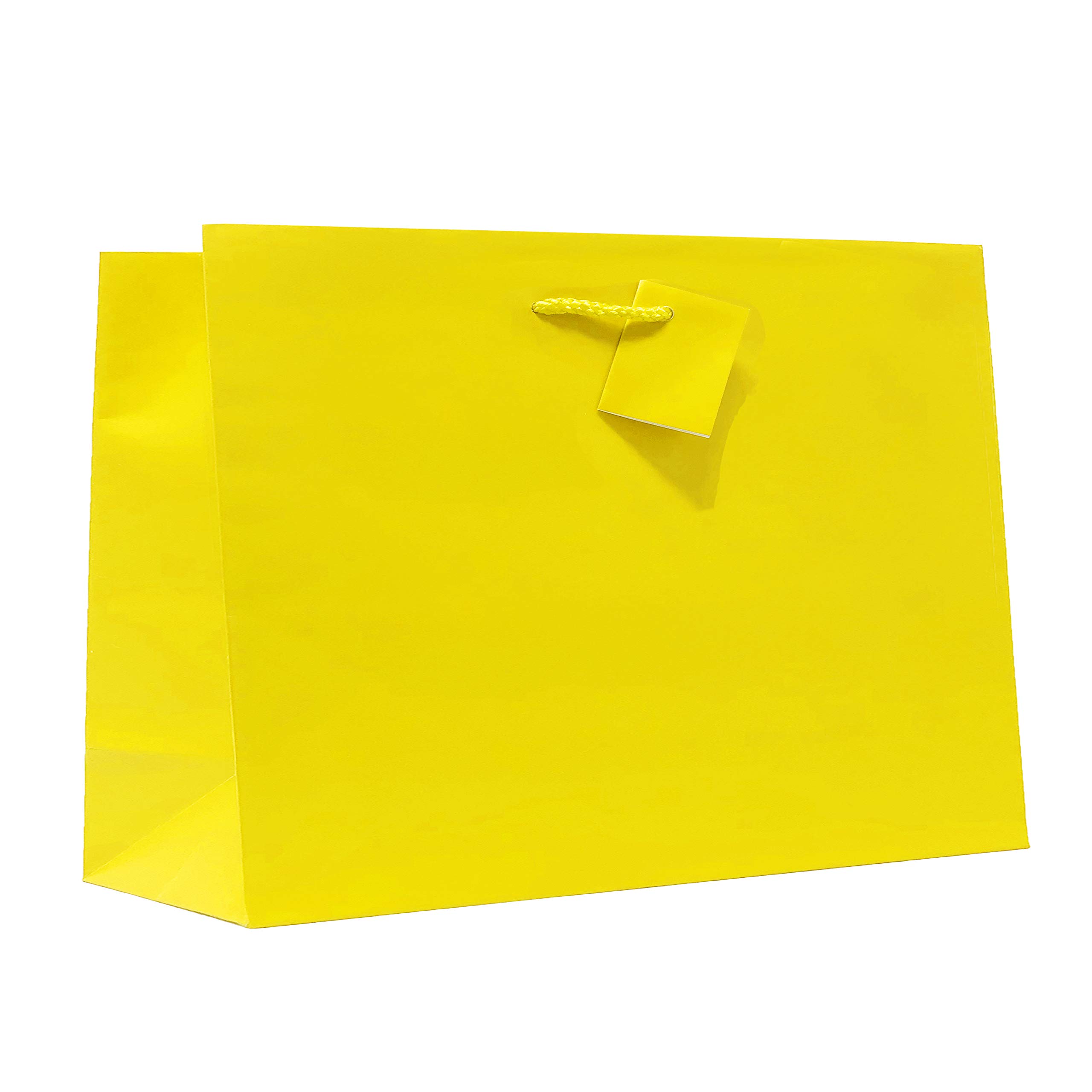 Allgala 12 Pack 16x12x6 Inch Extra Wide Yellow Gift Bags with Handles - Elegant Party Favor Bags for Birthday, Wedding, Baby Shower, Christmas & Holiday Celebrations - Perfect for Gift Wrapping, Event Decorations and Party Supplies