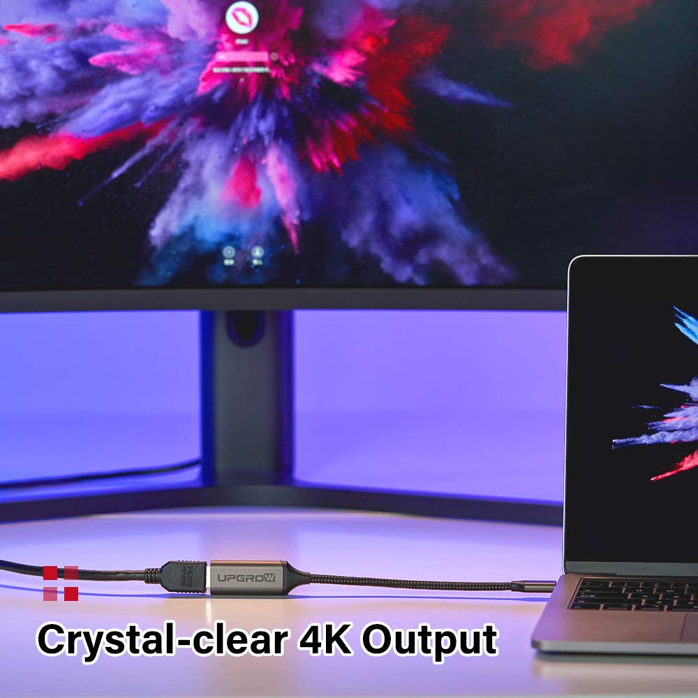 Upgrow USB C to HDMI Adapter 4K@60Hz Thunderbolt 3 Compatible - Type C to HDMI Cable for MacBook Pro/Air, iPad Pro, Dell XPS, Samsung Galaxy - Perfect for Home Office, Presentations & 4K Video Streaming