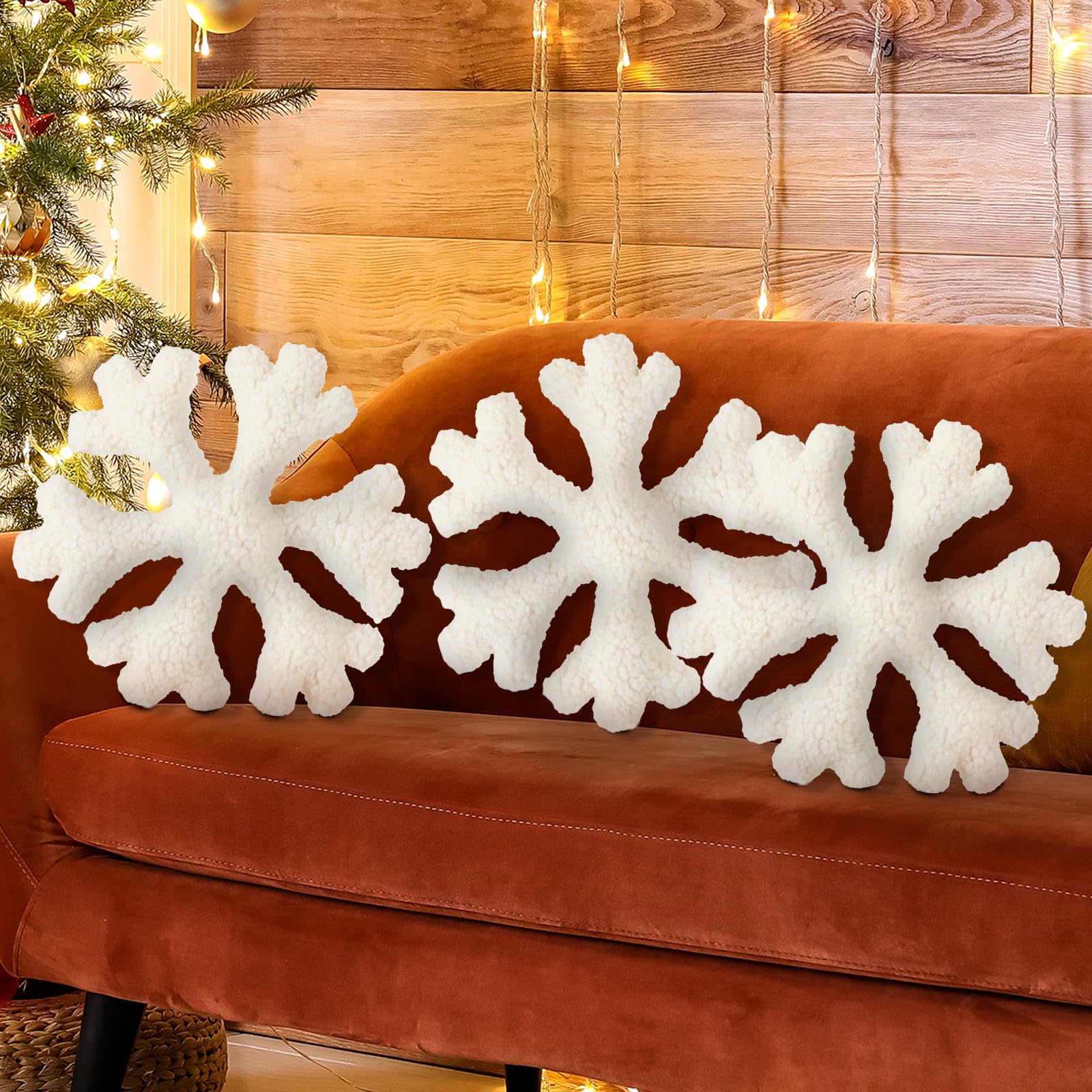 Shappy 3-Piece Snowflake Winter Throw Pillows Set - Soft Decorative Cushions for Christmas, Home, Sofa & Outdoor Decor - Perfect for Holiday Parties, Living Room & Seasonal Home Styling