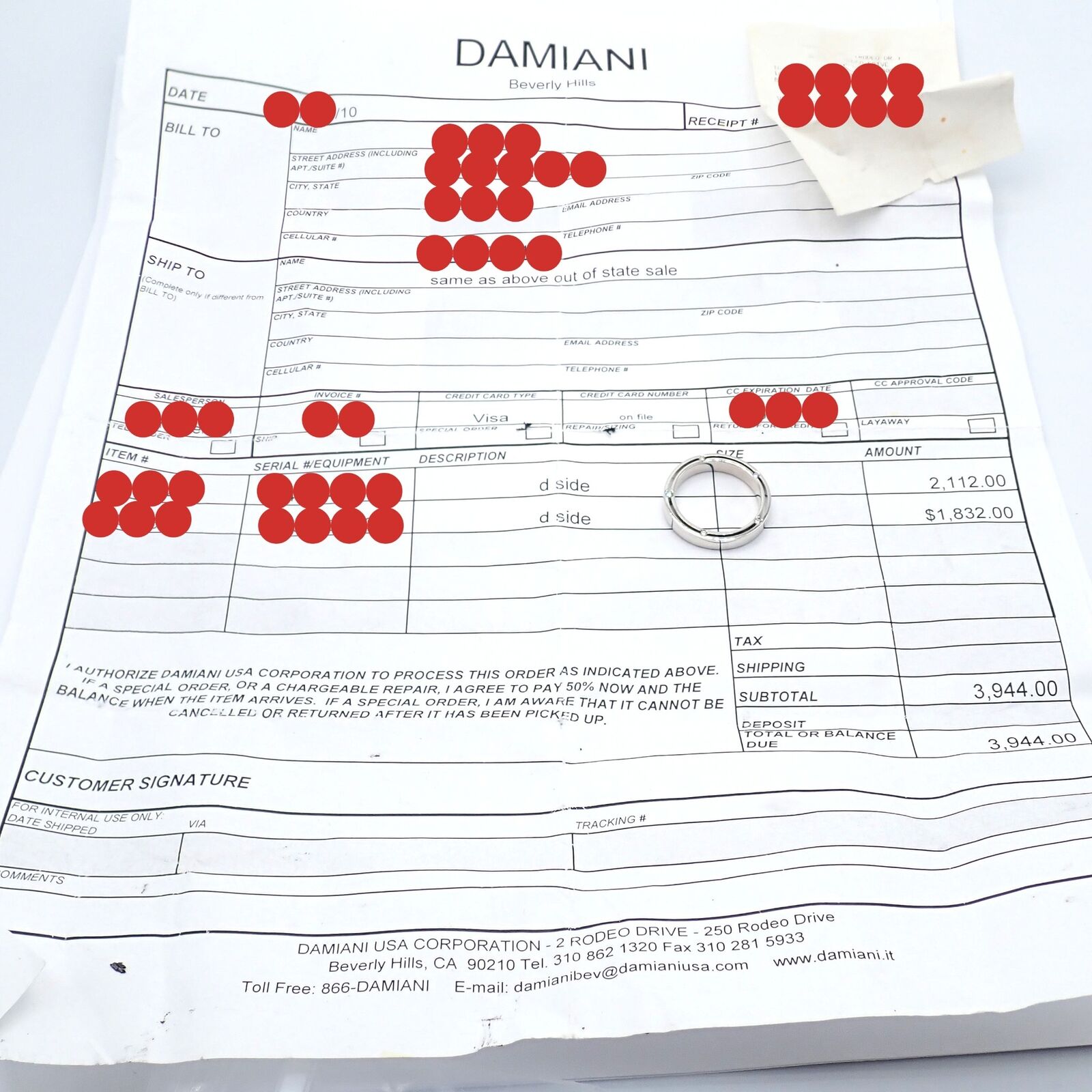 Authentic Damiani 18K White Gold Diamond D-Side 4mm Band Ring Size 7.75 - Perfect for Weddings, Anniversaries & Luxury Gifts