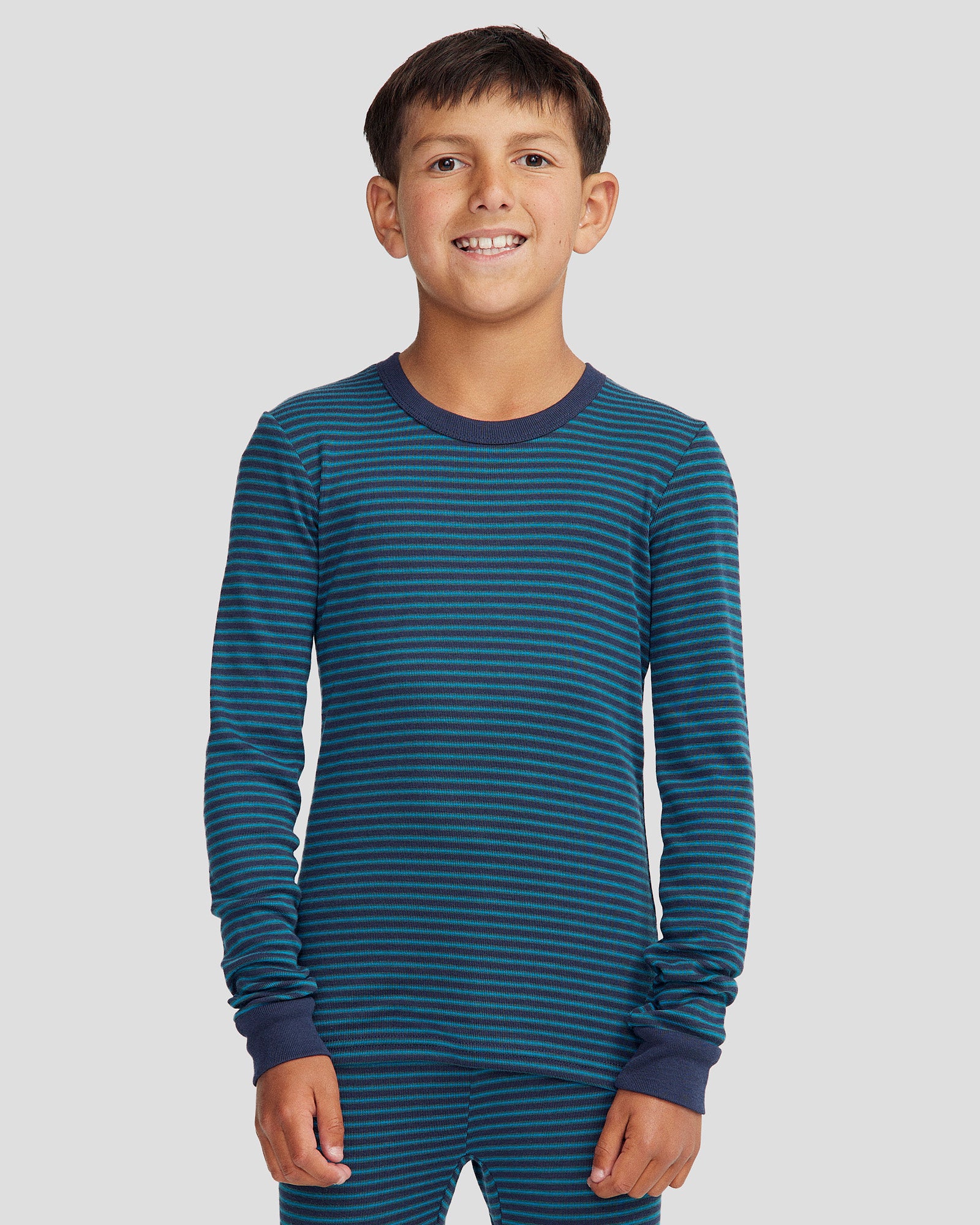 KMDCore Kids' Long Sleeve Top - Dark Eddy/Navy Stripe | Comfortable & Stylish Children's Shirt for School, Play & Everyday Wear