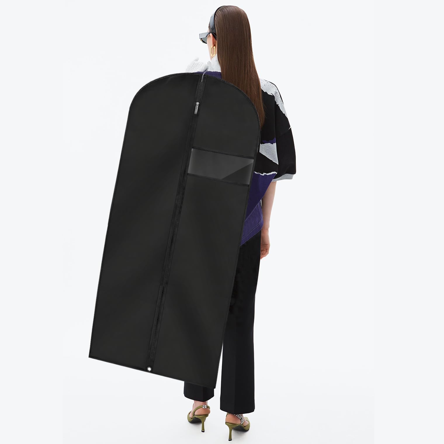 45'' Long Dress Bags for Gowns & Suits - 2 Pack Black Garment Storage Bags for Travel, Wedding Dresses, Formal Wear & Closet Organization